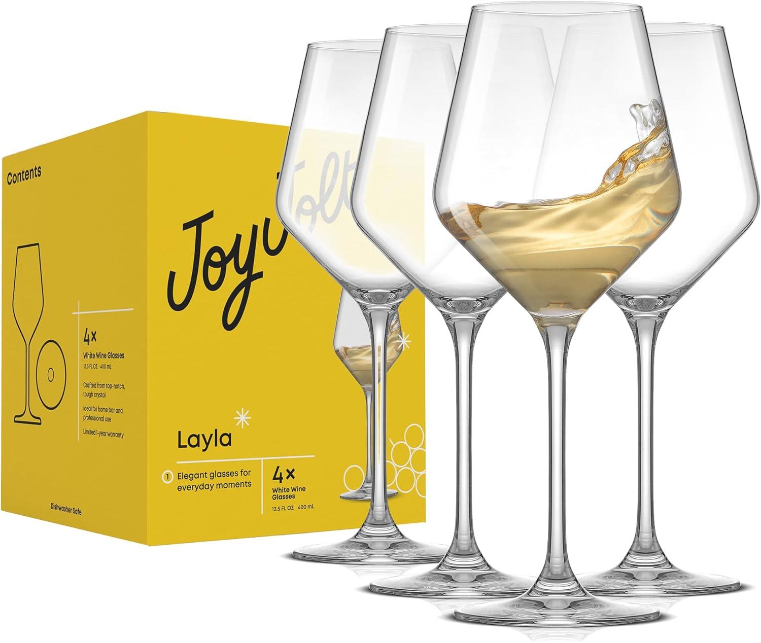 JoyJolt Layla White Wine Glasses… 13.5 oz Clarity (European) Versus Set of 4 (Italian)
