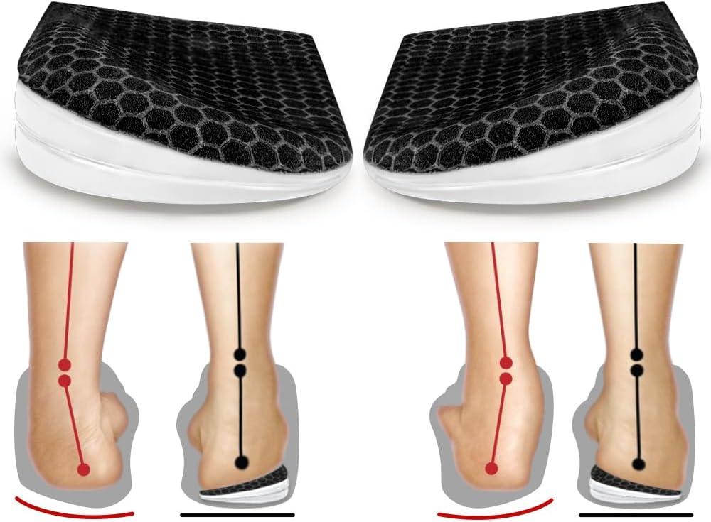 Corrective Insoles vs Orthotics: 3-Layer, Heel Wedge (Black) for Bow Legs & Knee Pain