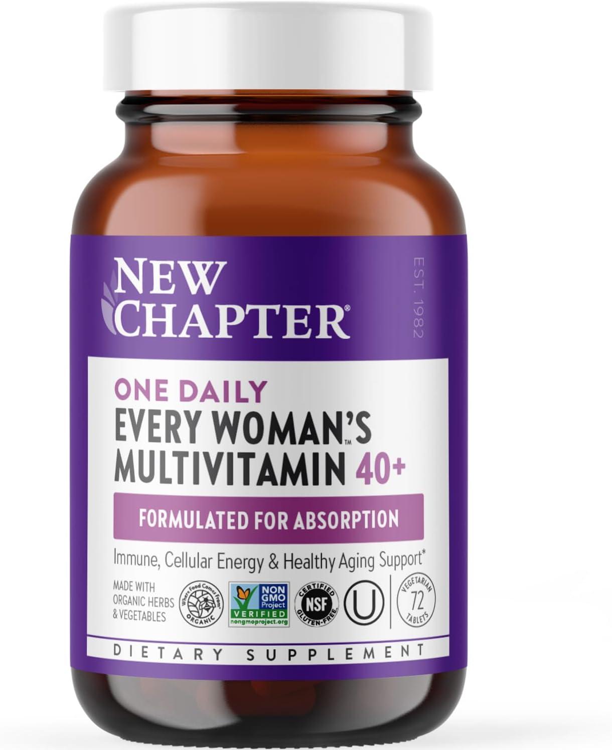 New Chapter Women's Multivitamin 40+ Tested: 20+ Nutrients vs 72-Count - Gentle on the Stomach