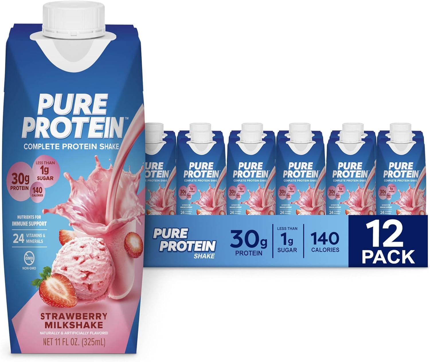 Strawberry Protein Shake Showdown: 30g, Ready to Drink, and Keto-Friendly - Immune Boost, 12-Pack