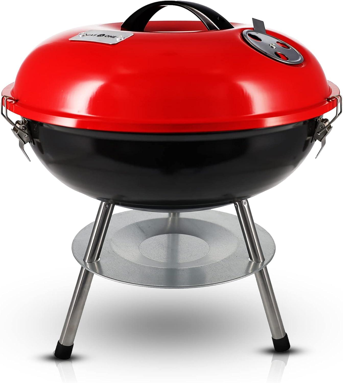 Gas One 14-inch Portable Grill Showdown: 3-Point Lock, Dual Vent, Small Charcoal for Camping
