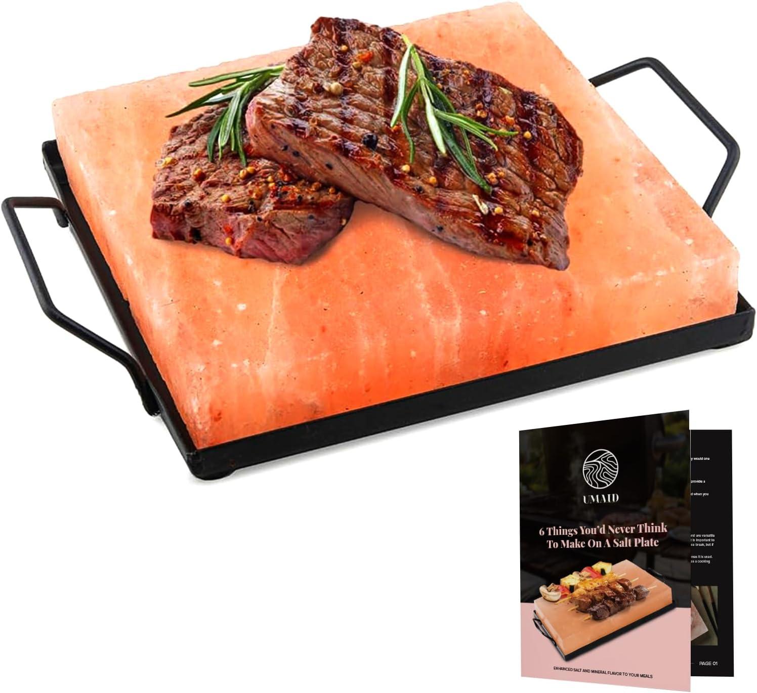 Tested for Grilling: 8x8x1.5 Salt Block, Steel Tray, & Recipe Pamphlet