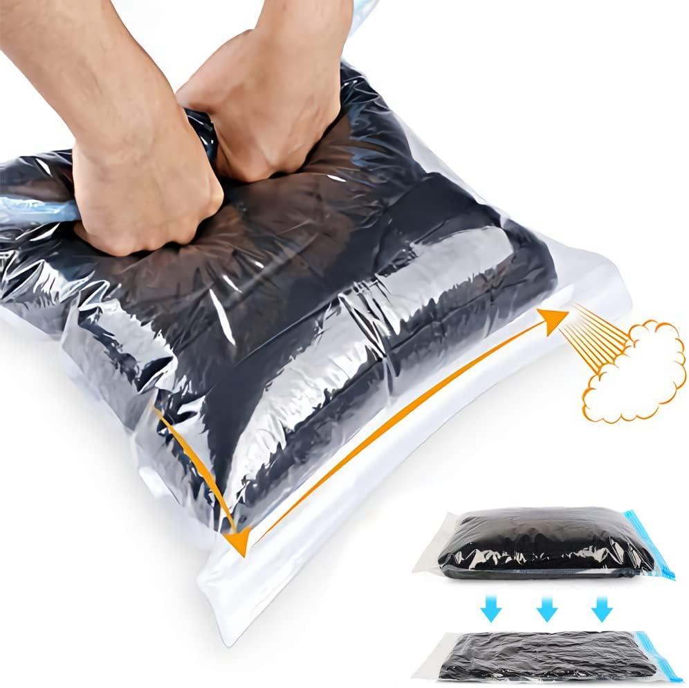 Tested: vacuum storage (blue) vs. pump-free 10-pack compression for the road