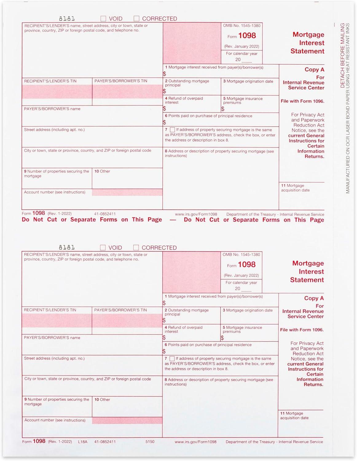 Laser Form 1098 vs. Federal Copy A: Tested 2024 ROI Pack… Say Happy Tax Season!
