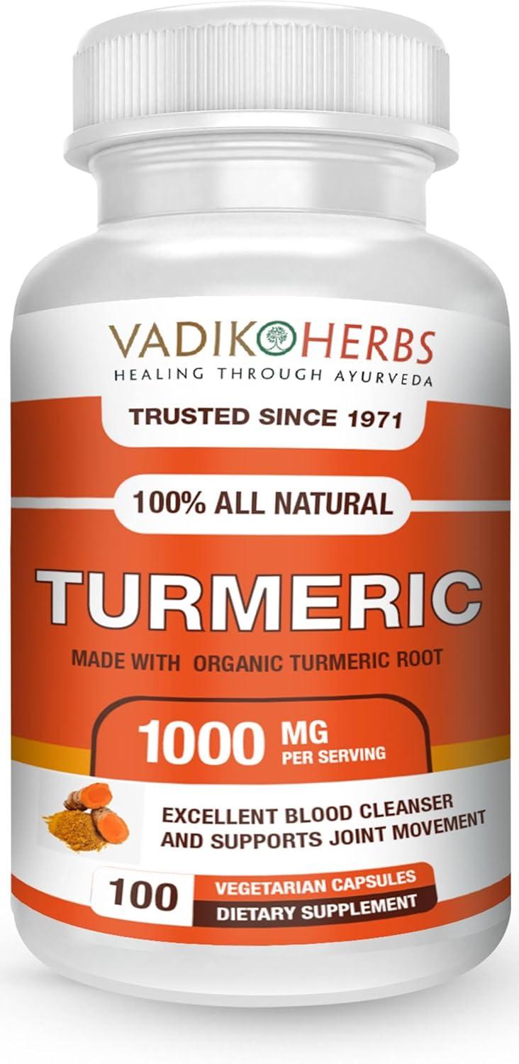Vadik Turmeric-curcumin Showdown: Tested 1000mg Capsules, USA Made, 100 Vegicaps