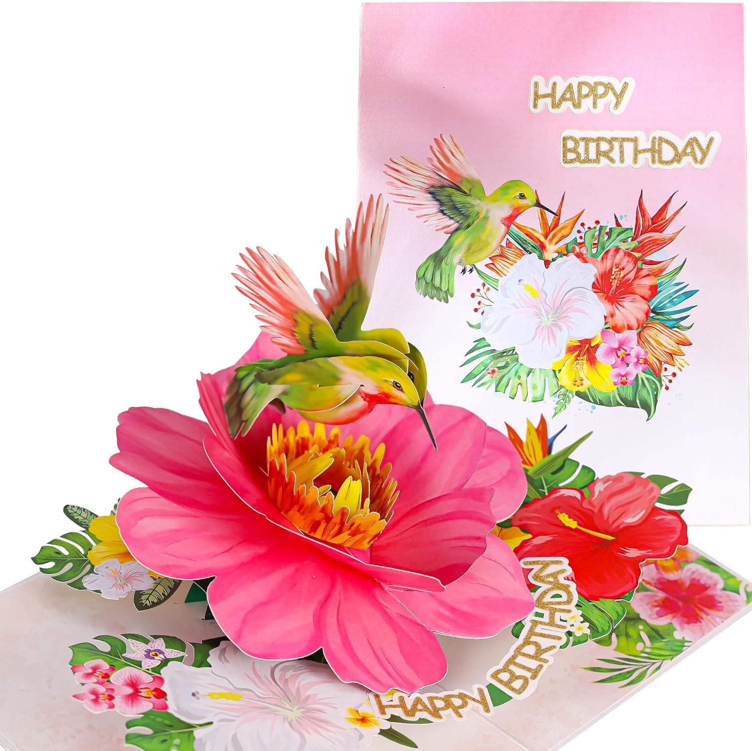 Hummingbird Pop-Up Birthday Cars: Elegant Tested Greeting Cards Showdown for Her… Perfect Gift for Her!