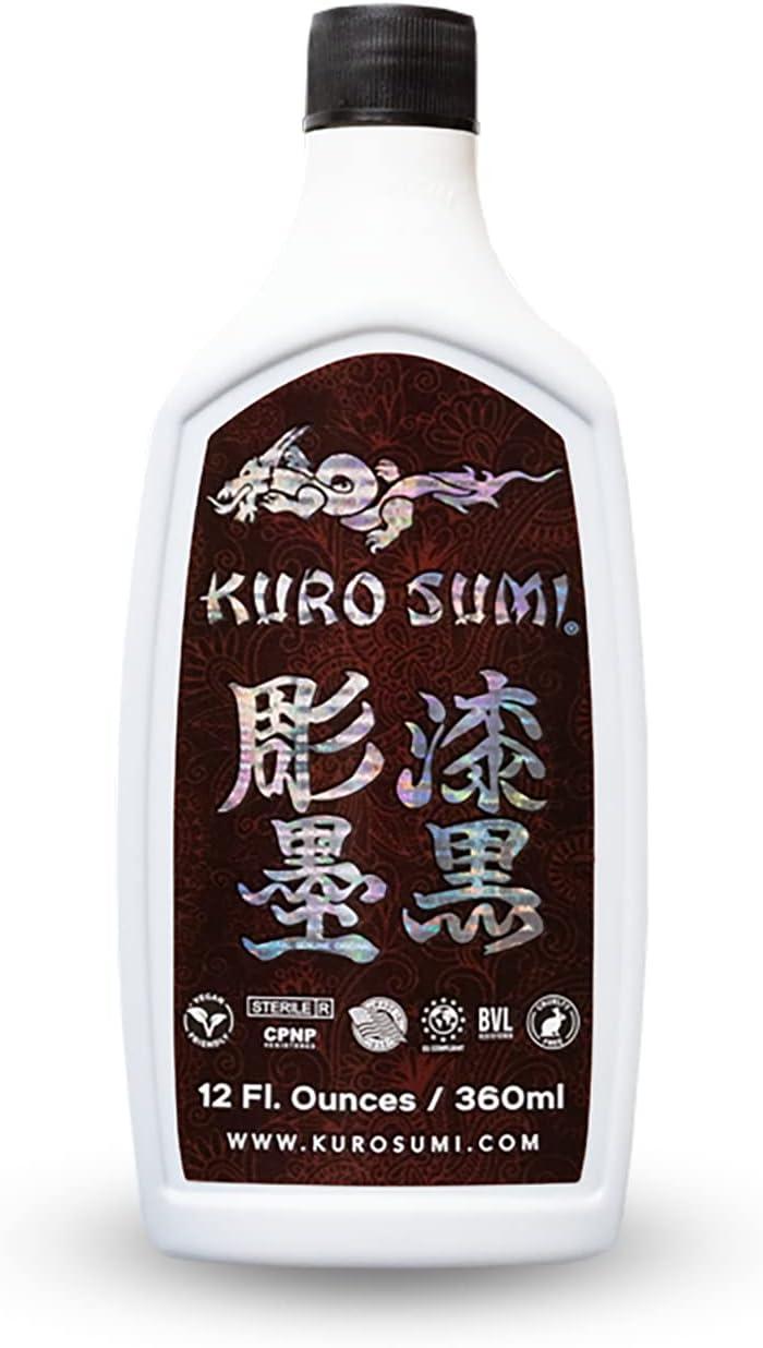 Kuro Sumi's Skin-Safe Vegan Ink: 12 oz Showdown for Professional Tattoo Outlining