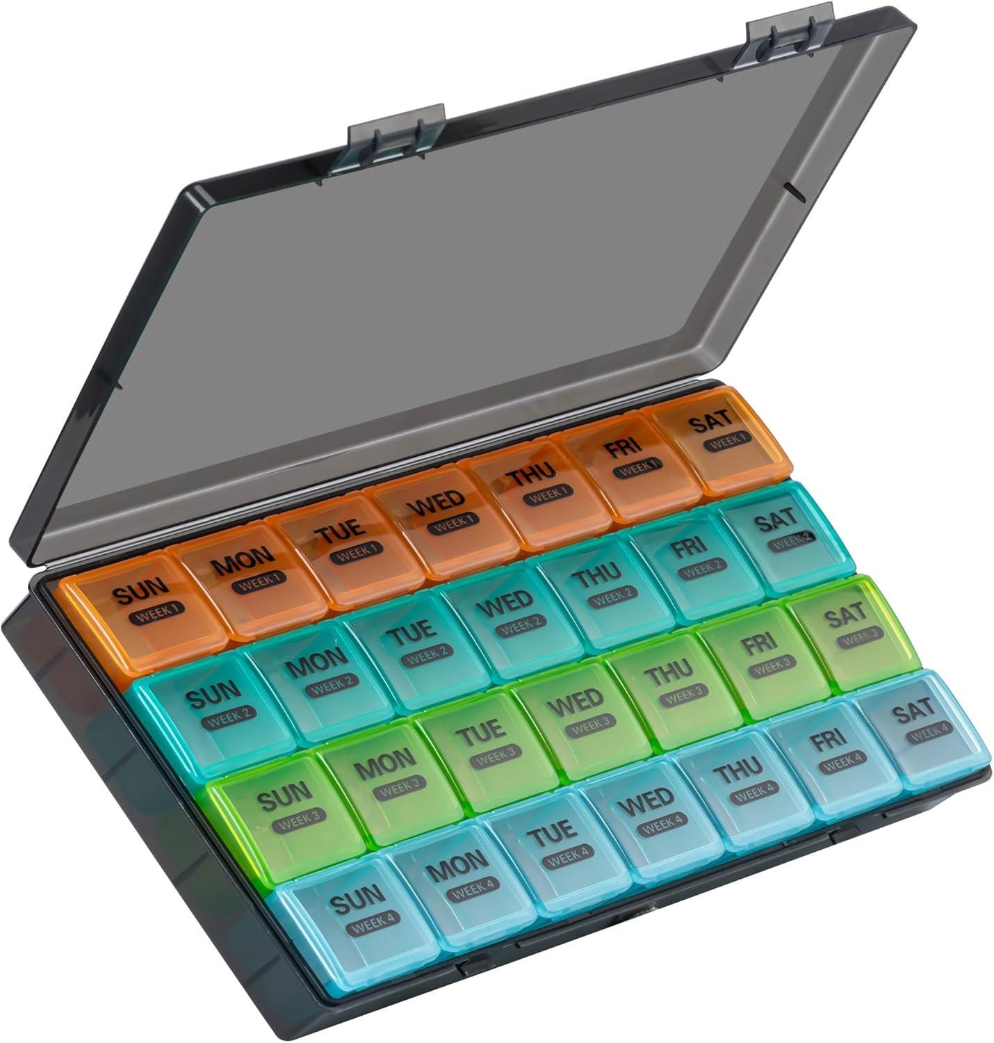 Colorful Monthly Pill Organizer vs. 28-Day Box: Tested Benefits of Large, Daily Vitamin Storage