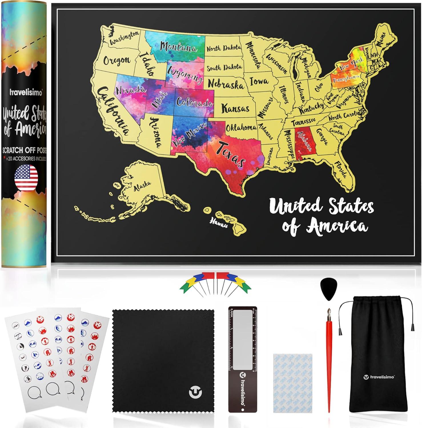 Scratch Off Map 12x17-Inch: 25 Accessories Tested for Travelers' Surprising
