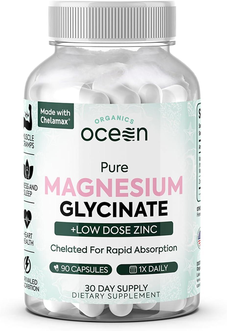 Showdown: Pure Magnesium Glycinate with Zinc Tested for Muscle Cramps & Sleep Support (90Capsule)