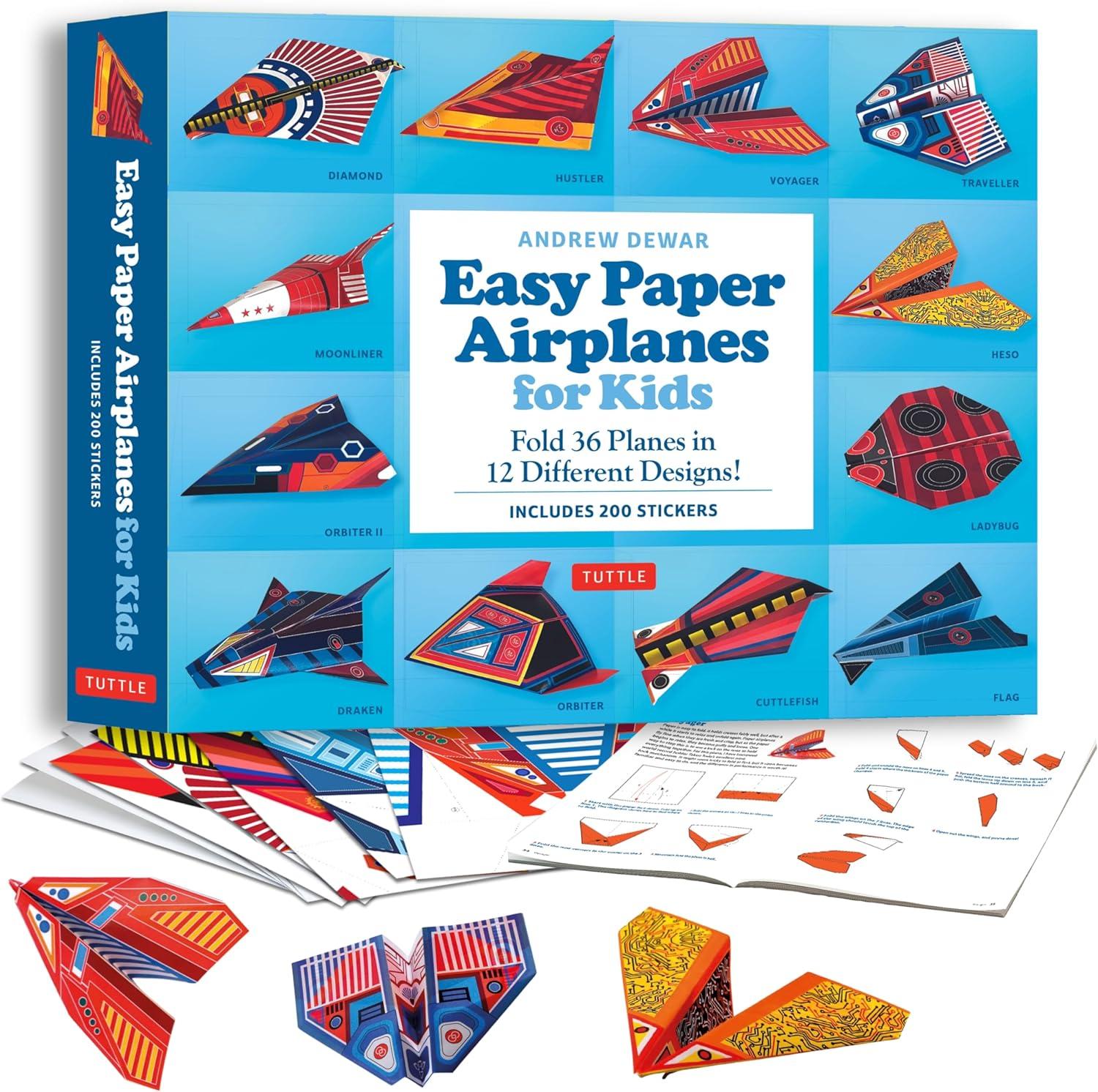 Surprising Features: Stickers, Tear-Out Sheets, Rubberband Launcher, and Aviation Art in Paper Airplane Kits!