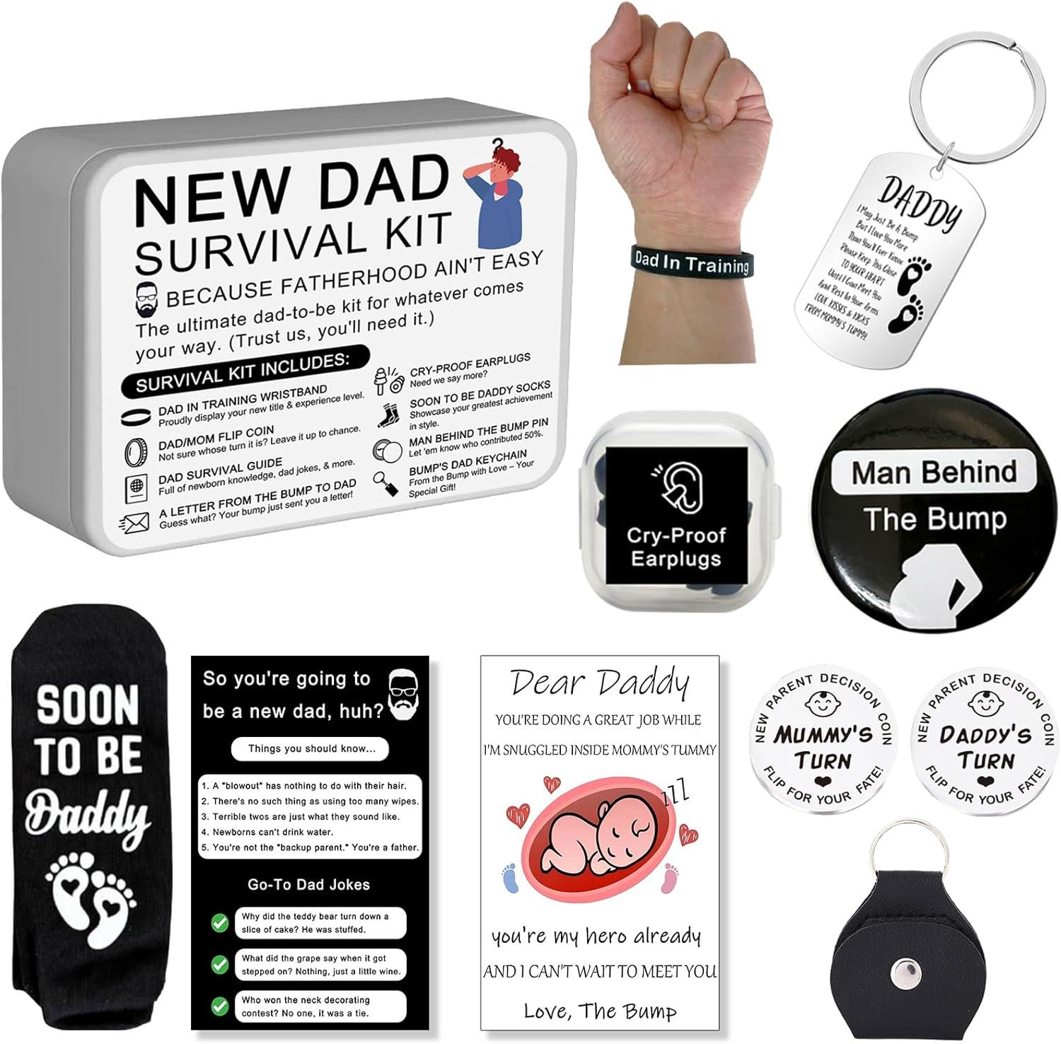 Surprising Baby Shower Gift Set: Tested Socks, Gender Reveal Coin, & Keychain Showdown