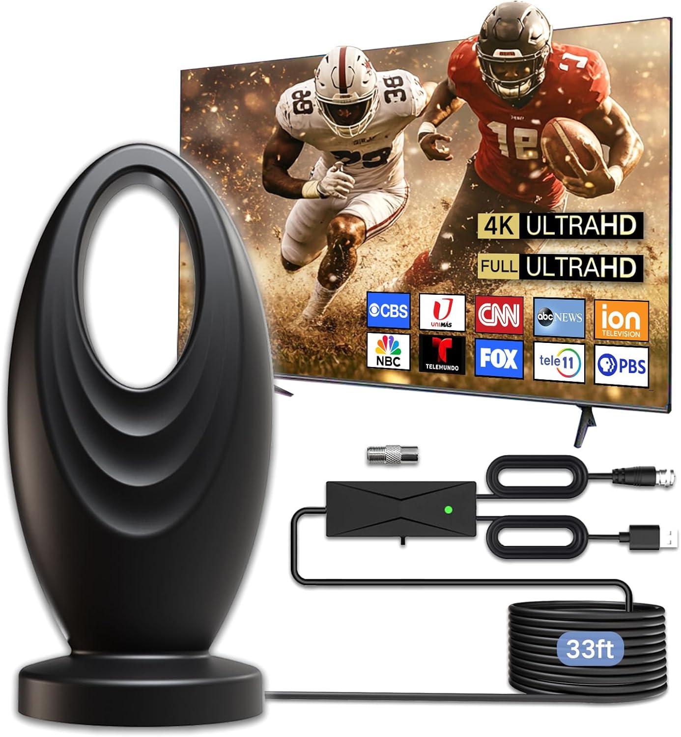 Digital TV Antenna Showdown: 2200+ Miles, 360° Signal for Home/ RV/ Camping (No Amps Needed!)