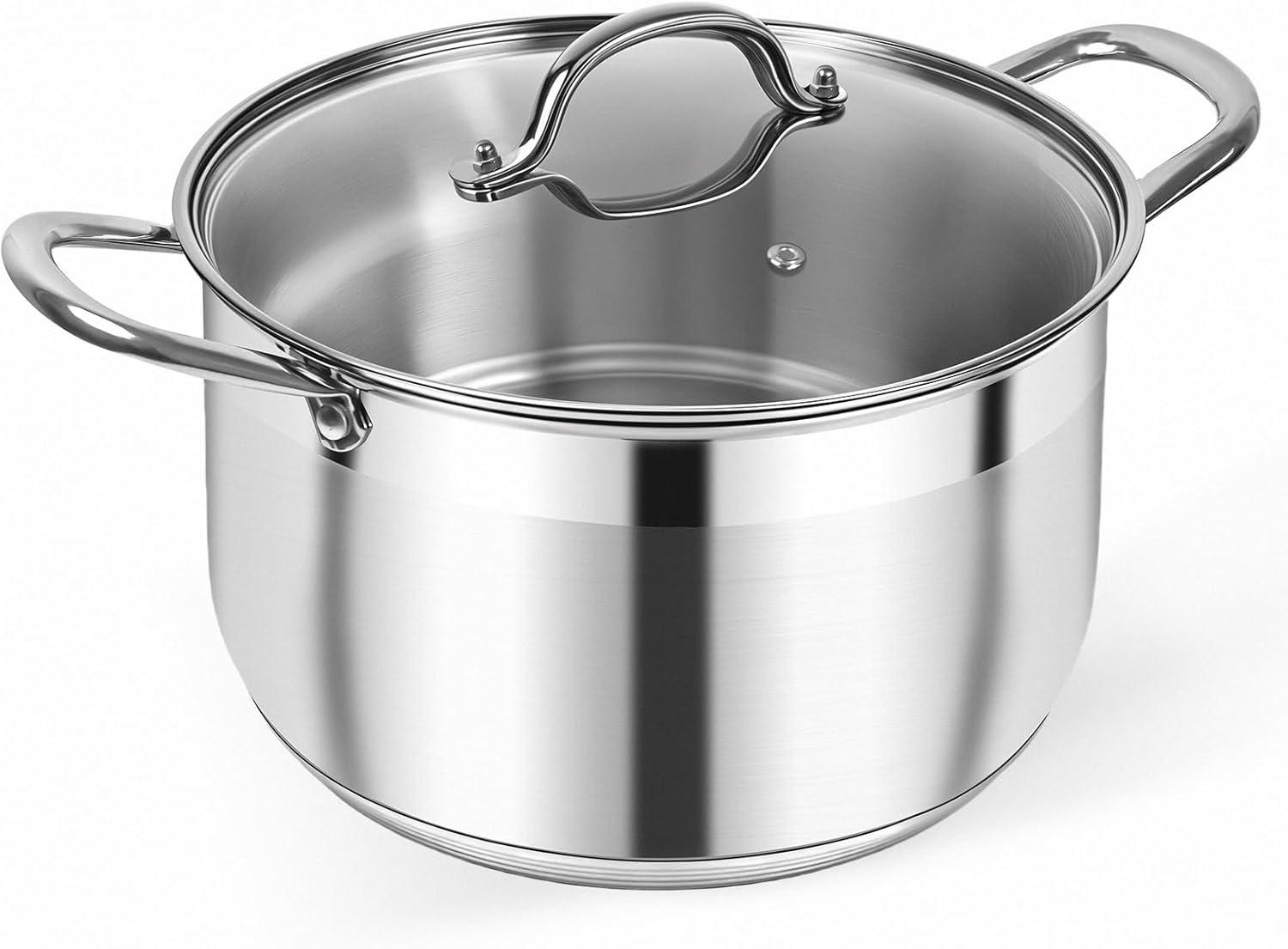 Kirecoo Stock Pot: Visible Lid & Nonstick Base Tested for Induction Cooking