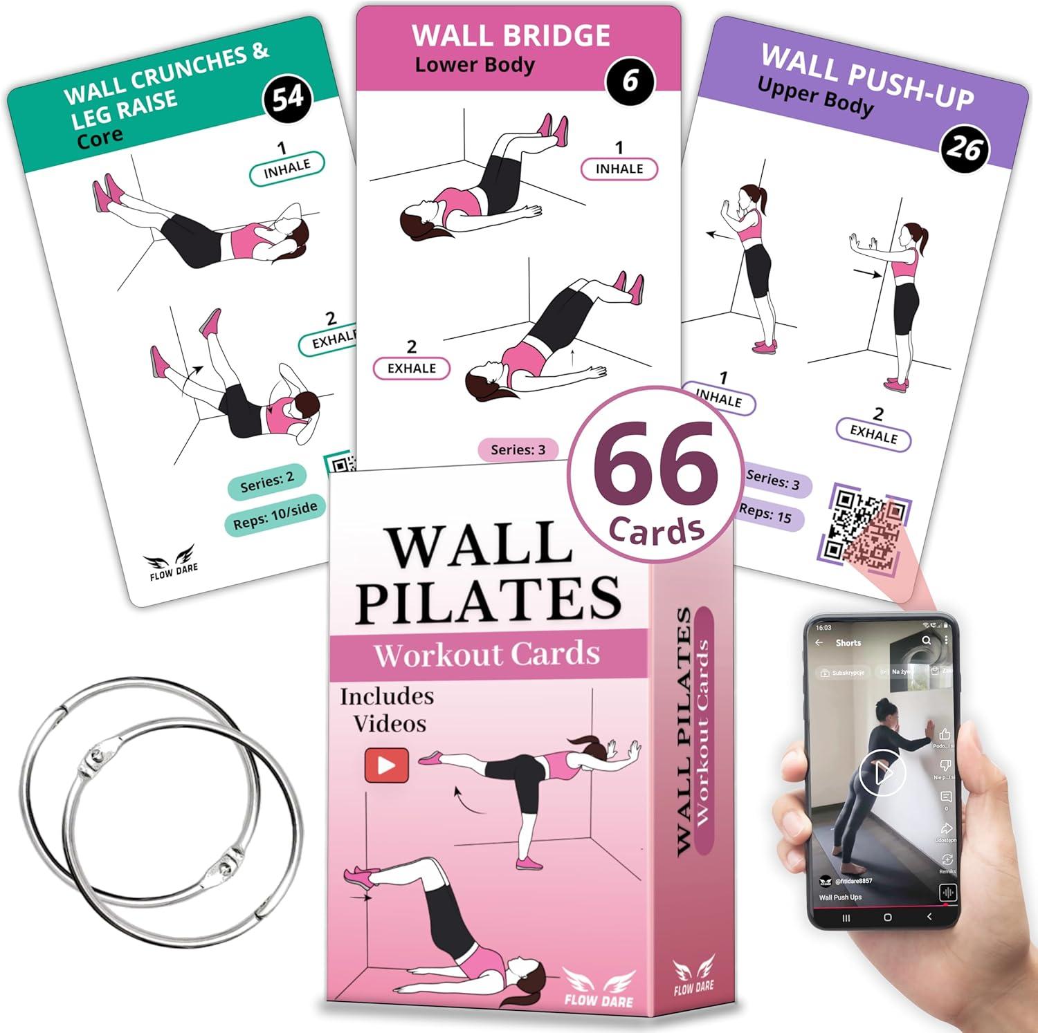 Wall Pilates Workouts for Women: 66 Cards, Video & 5-Week Challenge - Tested for Home Use, Surprising in Convenience