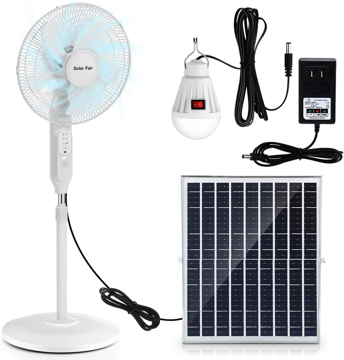 Sumind's Solar Panel & 15000mAh Battery Showdown: Portable Rechargeable Floor Fans for Surprise Outdoor Use