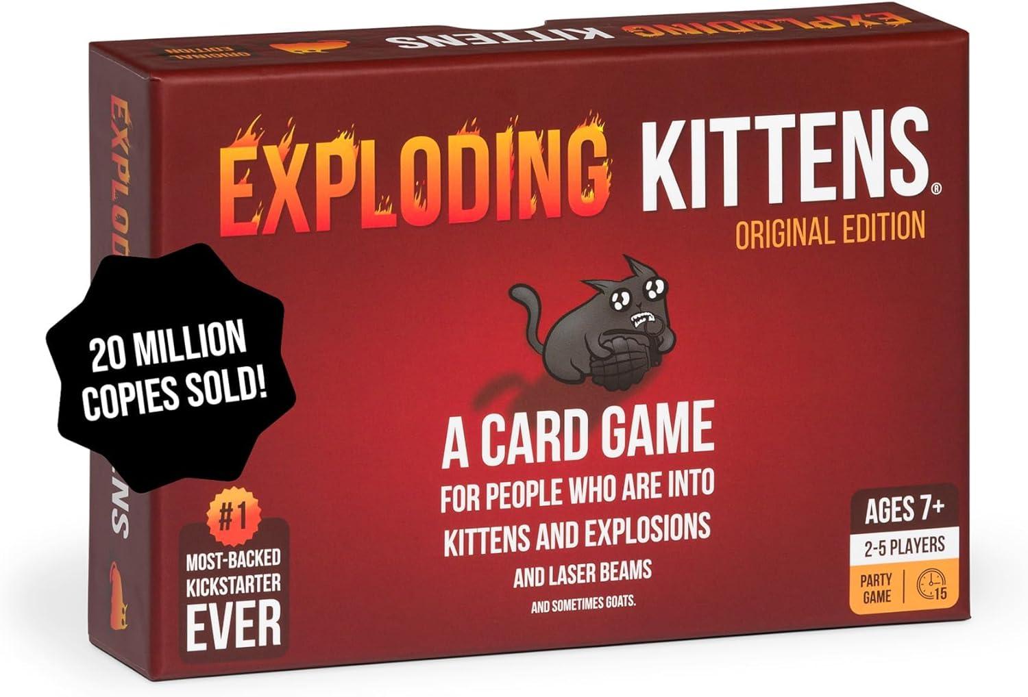 Surprising Card Game Showdown: Exploding Kittens for Family & Portable Play