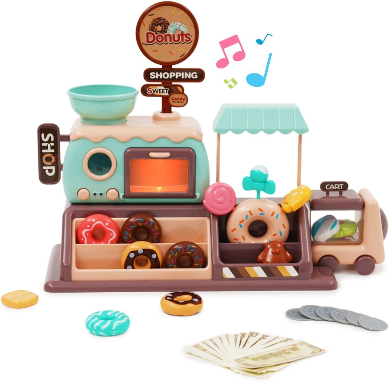 Pretend Play Toy Shop: Surprising Insight into Donut Maker's Non-Stick Tech, Fake Donuts' Edible Twist, Candy's Multi-Flavor Fun, and Oven's... Safety?