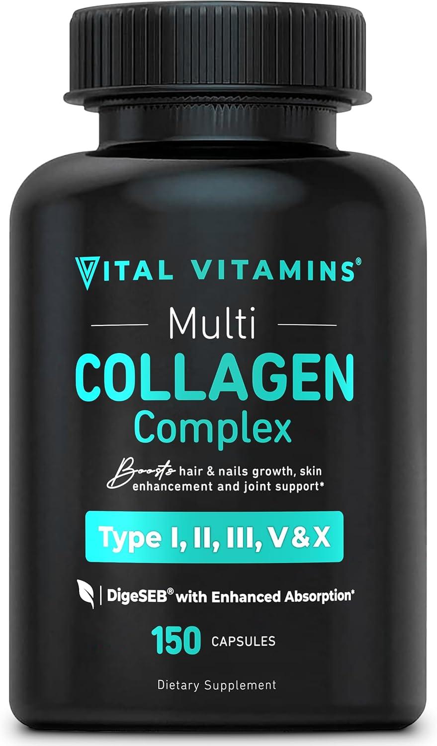 Type I-III, V, X for Both: Grass-Fed, Non-GMO Tested, 150 Capsules Multivitamin Collagen Showdown