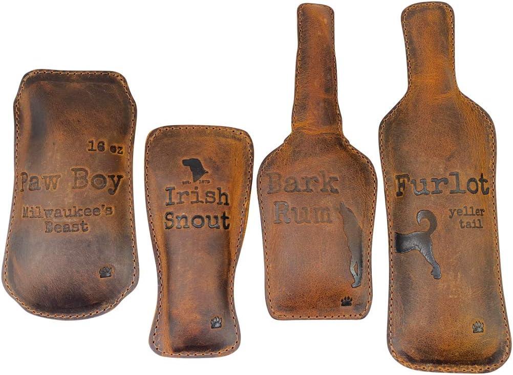TACO DOG: Handmade Leather, 4-Piece Set, Bourbon Brown-Active Chewers Tested