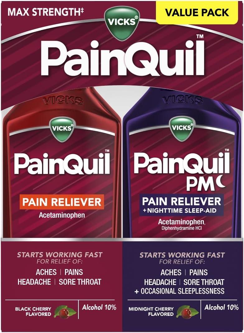 Surprising: Vicks PainQuil's 1000mg vs. PM's 2x12 oz in Pain Relief Liquid