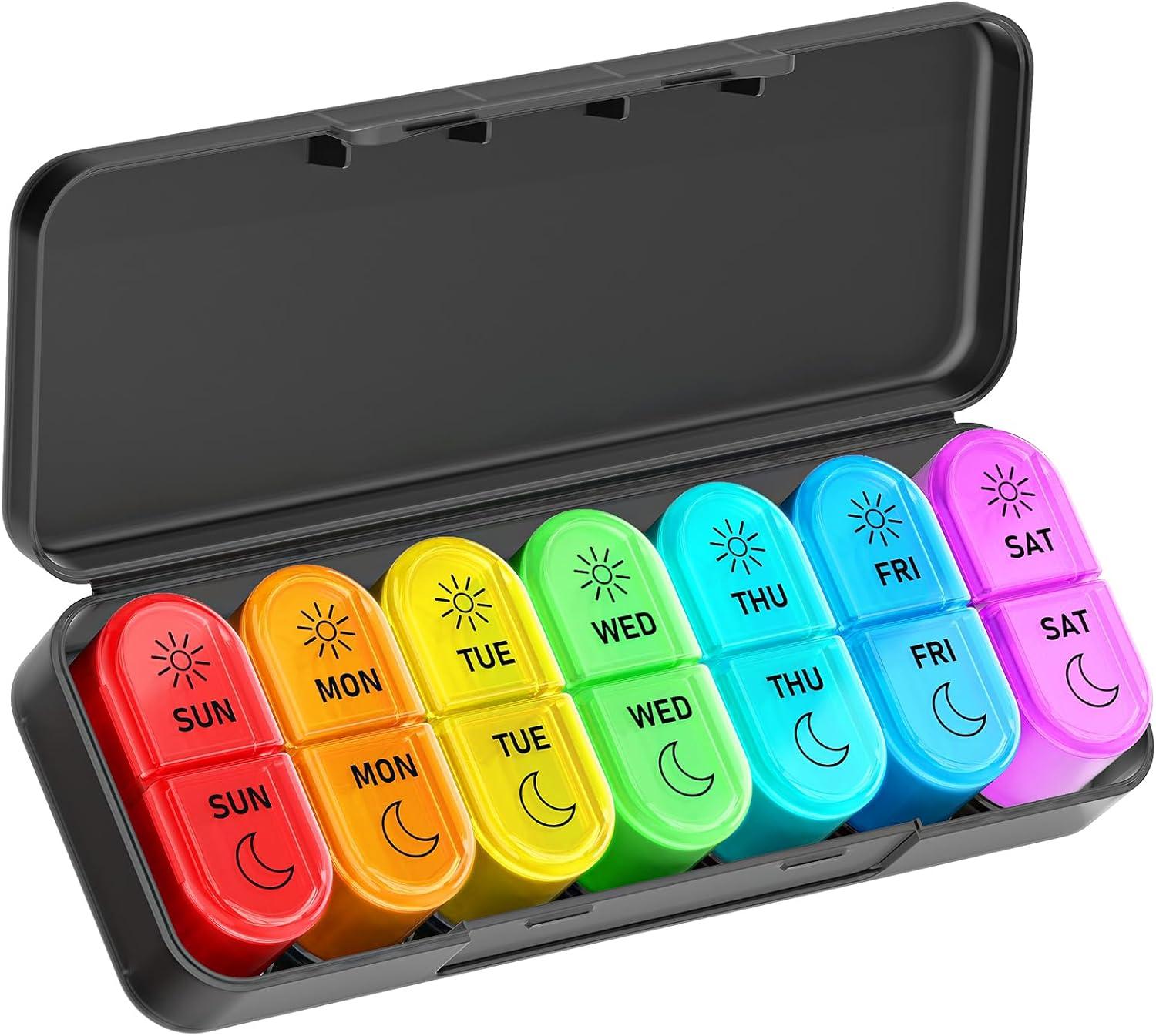 Travel Tested Weekly Organizer: 7 Color-Coded Doses, 2-Time AM/PM Sync, No Dose Miss
