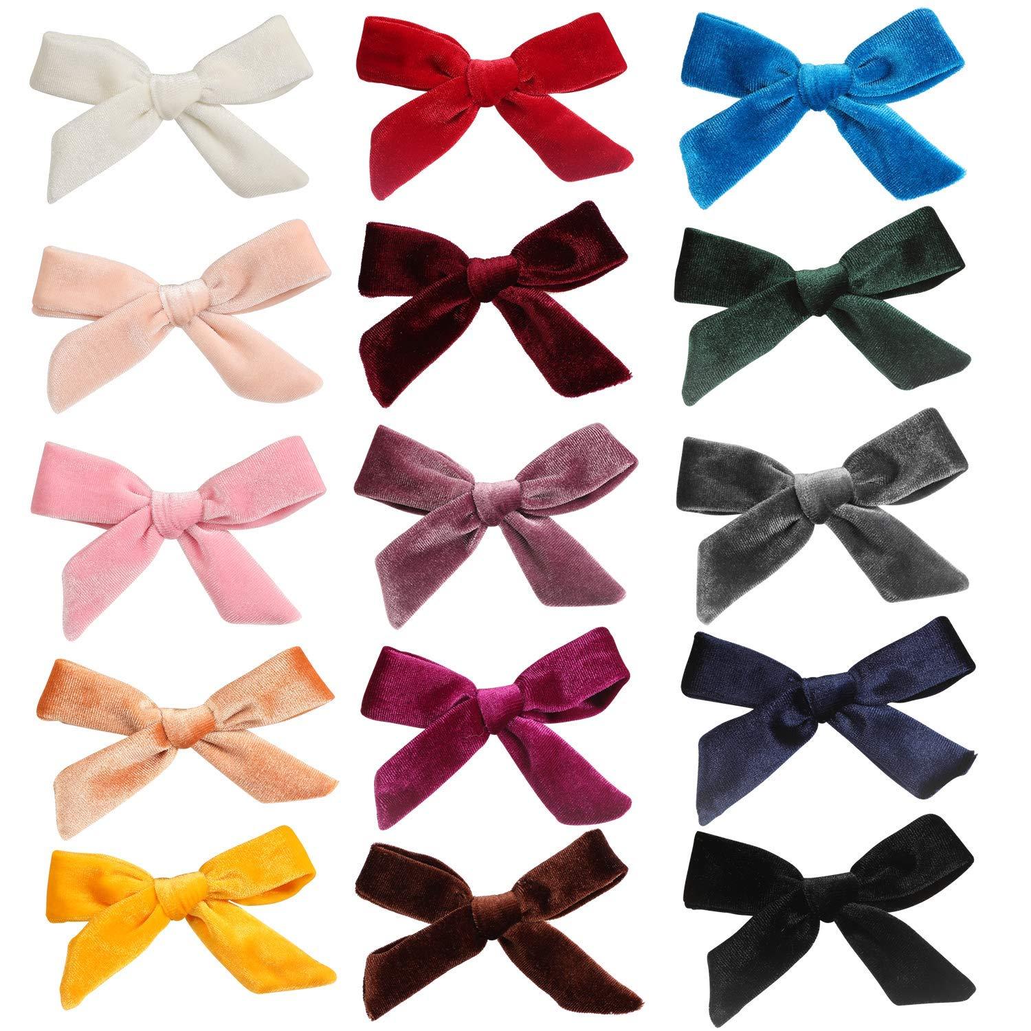 Surprising Versus: 15-Pack Velvet Bow Alligator Hair Clips Tested for Trendy Kid's Style
