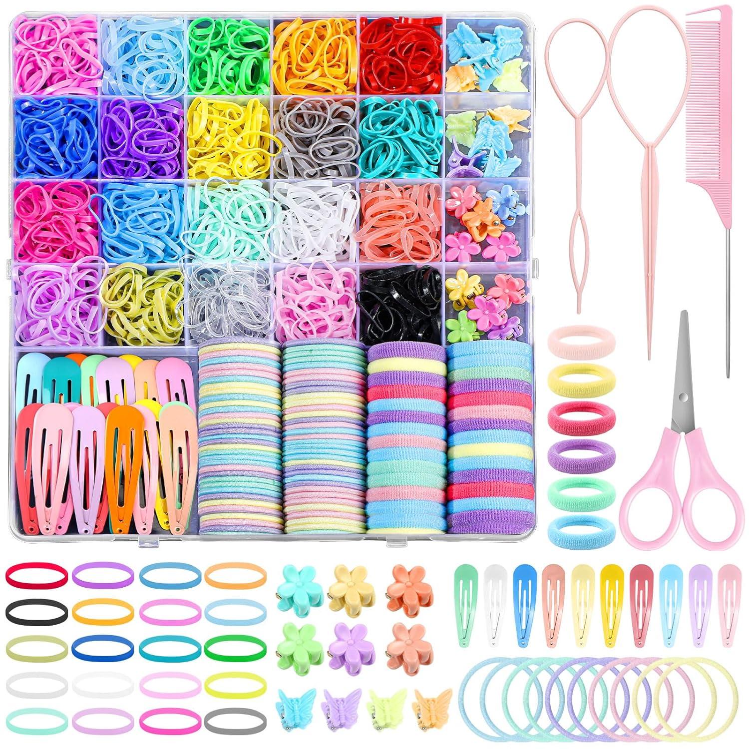 Surprising Hair Accessories Showdown: 1543-Pc Set, 20 Colors, Cotton Ties, Organizer Box