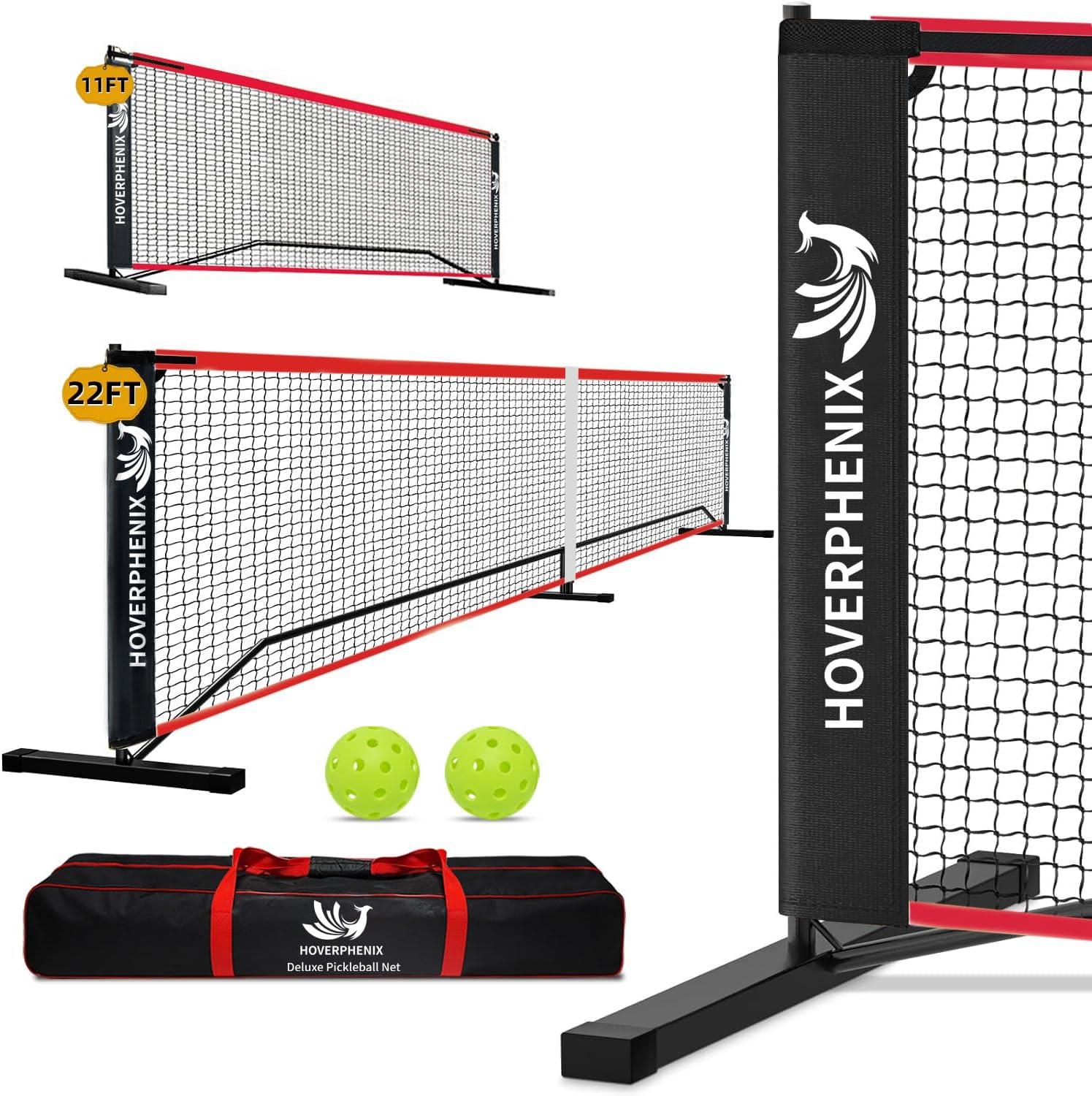 22FT Full Court vs 11FT Half Court: Tested Pickleball Net with Carry Bag & 2 Balls for Driveway Fun