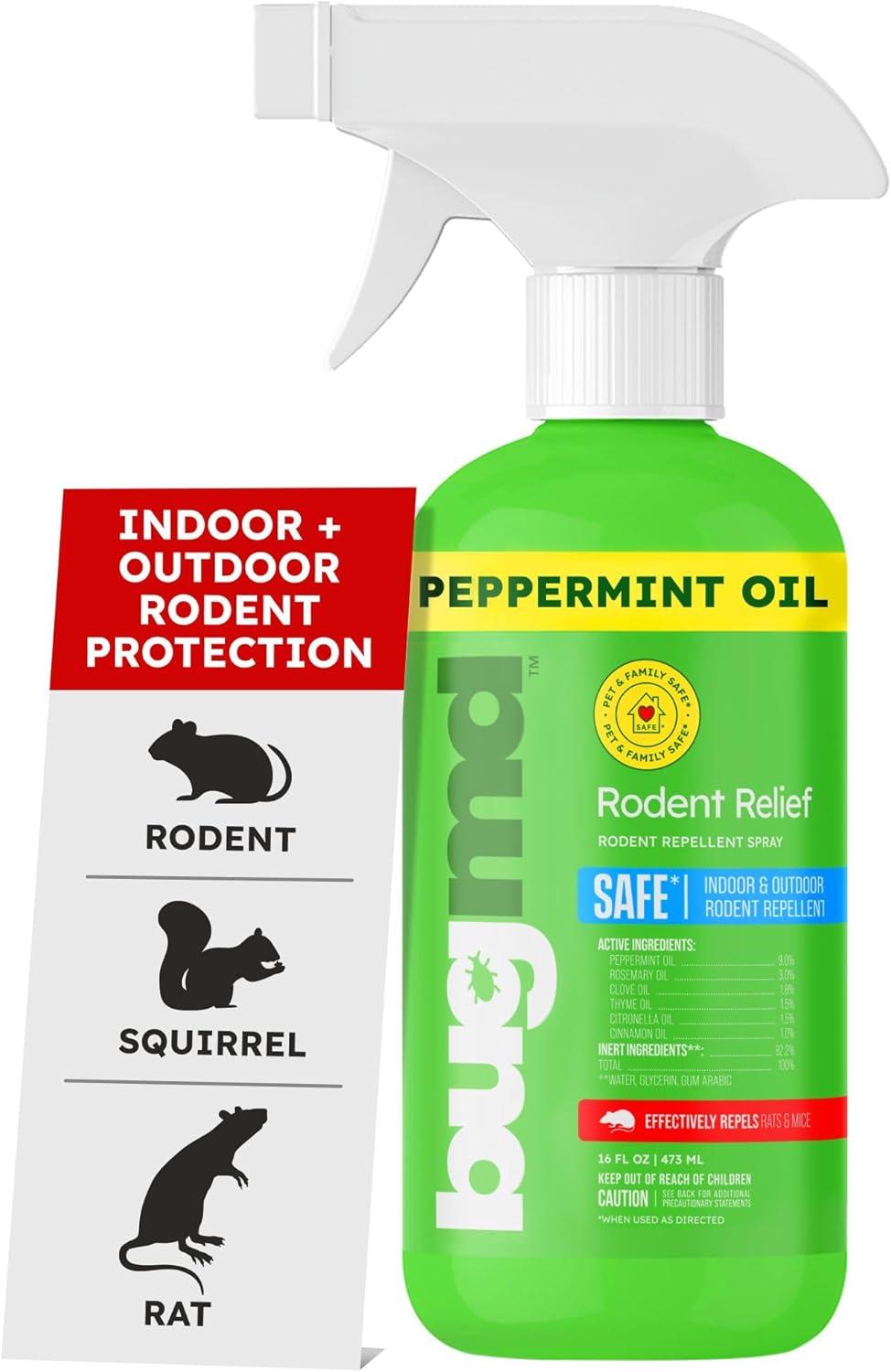 BugMD 16oz Spray: Tested Natural Blend of Peppermint, Cinnamon & Clove for Rodent Defense