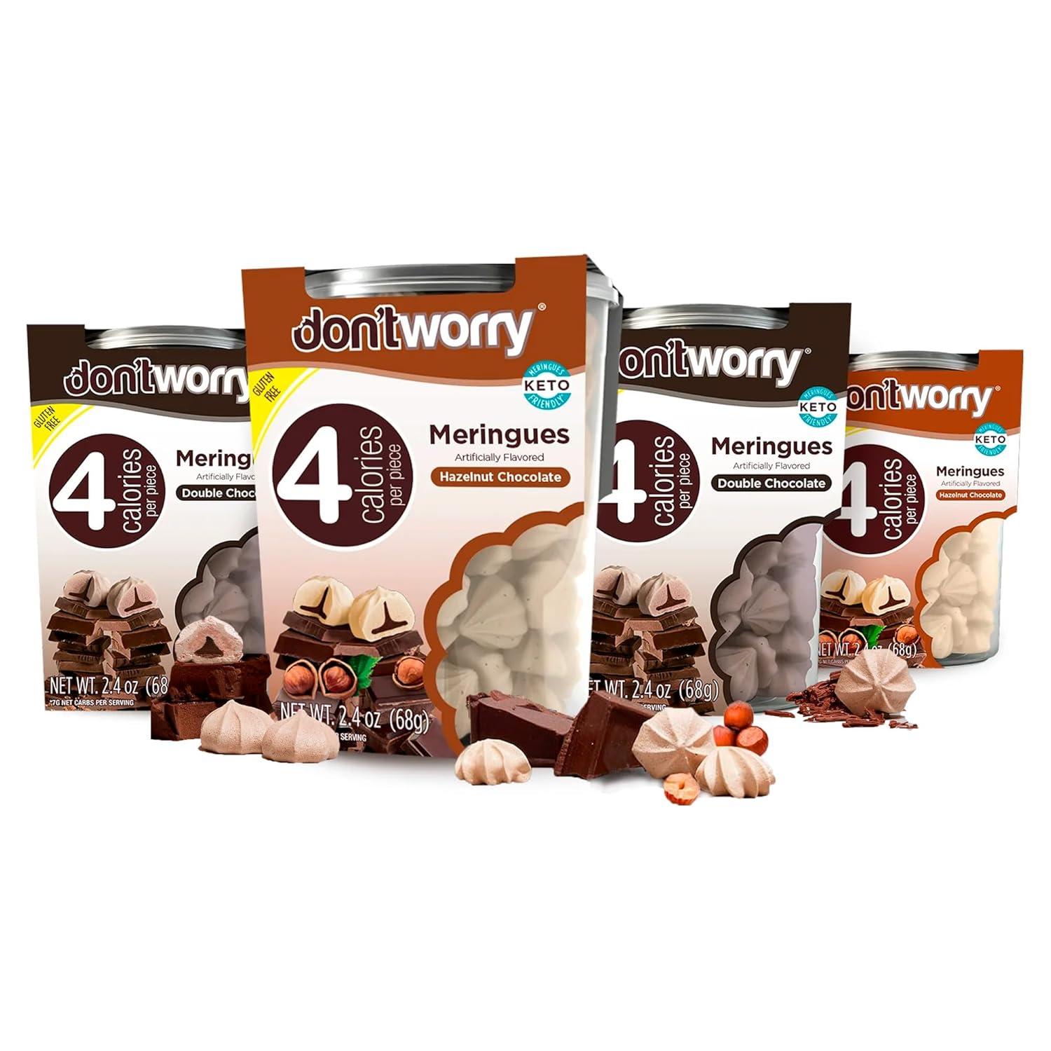 Keto-Friendly Meringue Cookies: 4-Pack with Chocolate-Filled Tested for Low Sugar