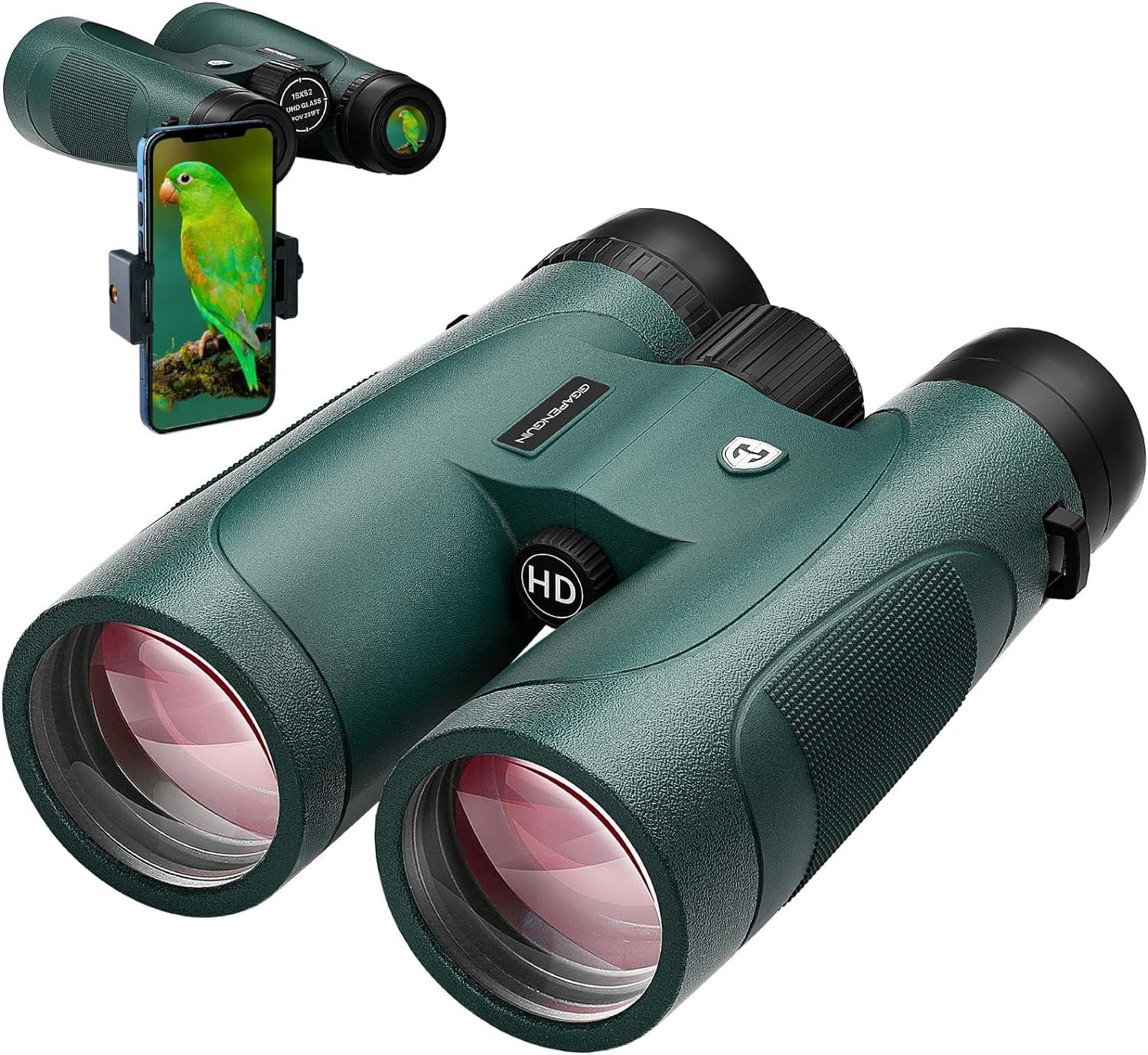 Surprising Showdown: 15x52 HD Binoculars with Phone Adapter, Low Light Vision, Waterproof Design for Bird Watching & Travel