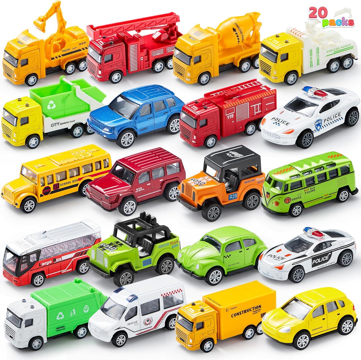 Kids Party Favors Showdown: 20pcs Pull-Back Cars, Sturdy Metal Sets…