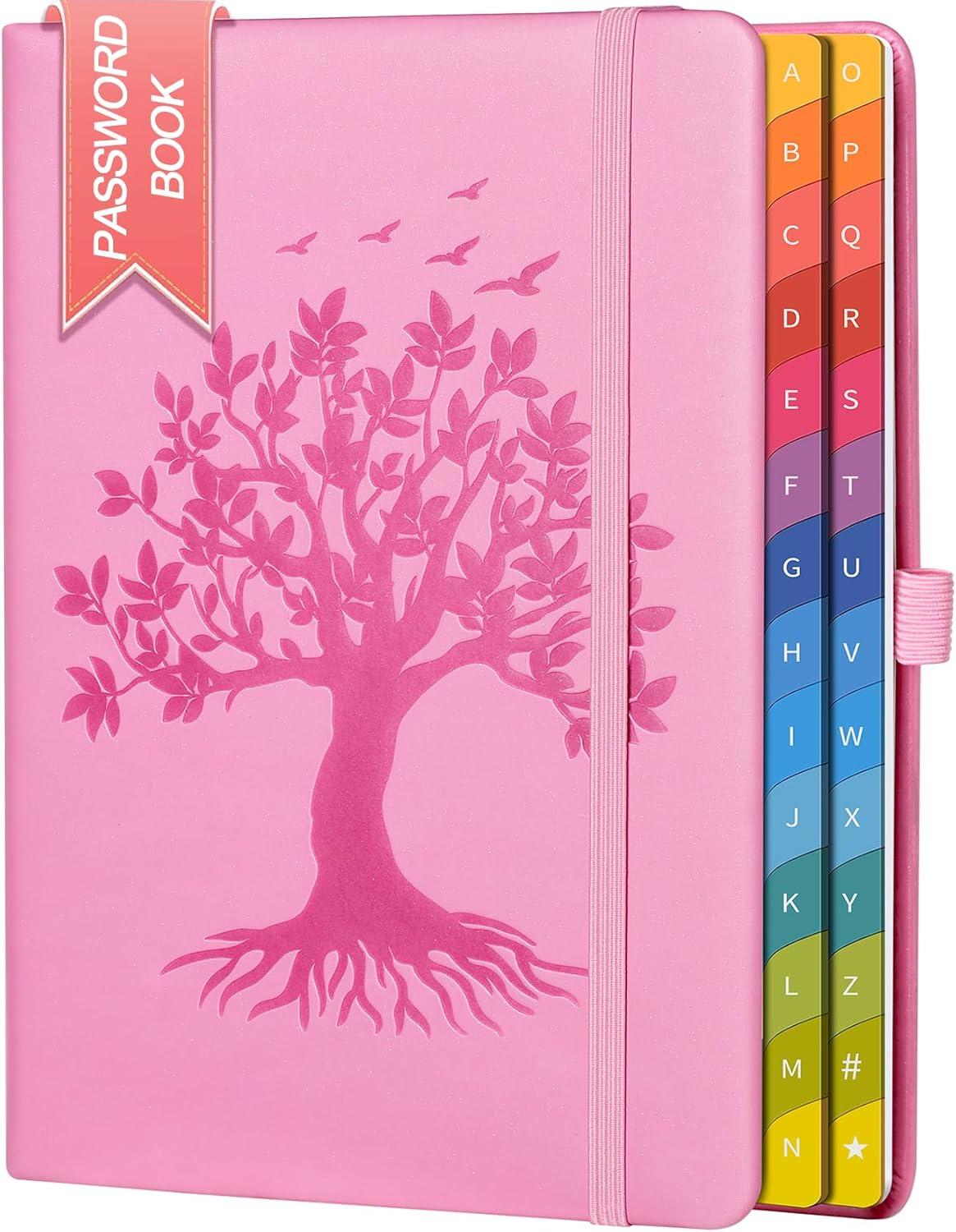 Password Keeper Organizer with Colorful Tabs & Tested Hardcover: Surprising Secure Login Solution for Home (Pink)