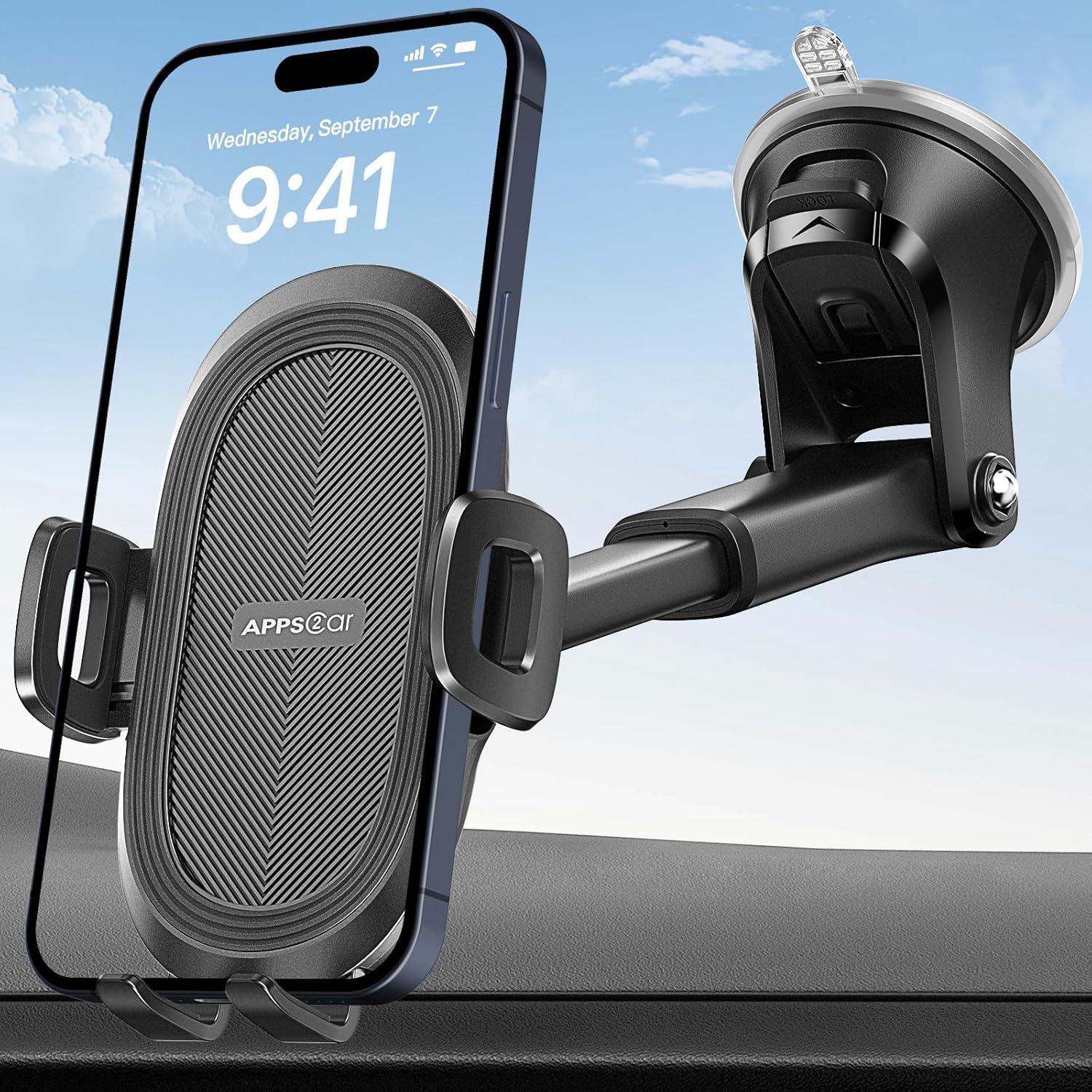 APPS2Car Suction Cup Mount: Surprising Stability Tested, Sticky Gel Pad Secures Your Phone for Safe Driving
