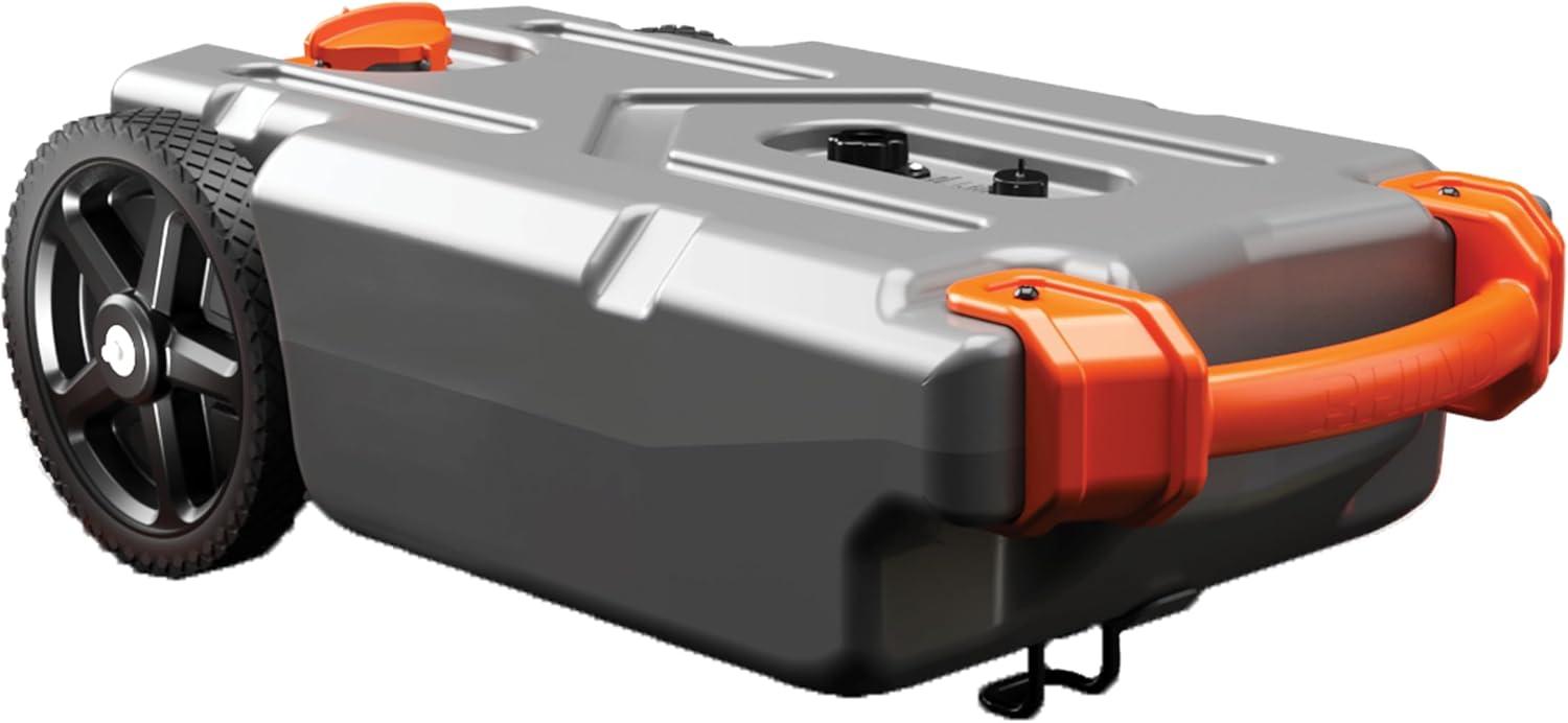 Camco Rhino 15-Gallon Tote Tank: Tested with No-Flat Wheels & Low Drain Hole (39000)