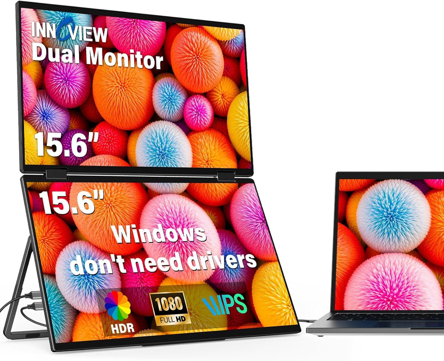 InnoView Dual Monitors Compared: Stacked Folding & No Driver Needed