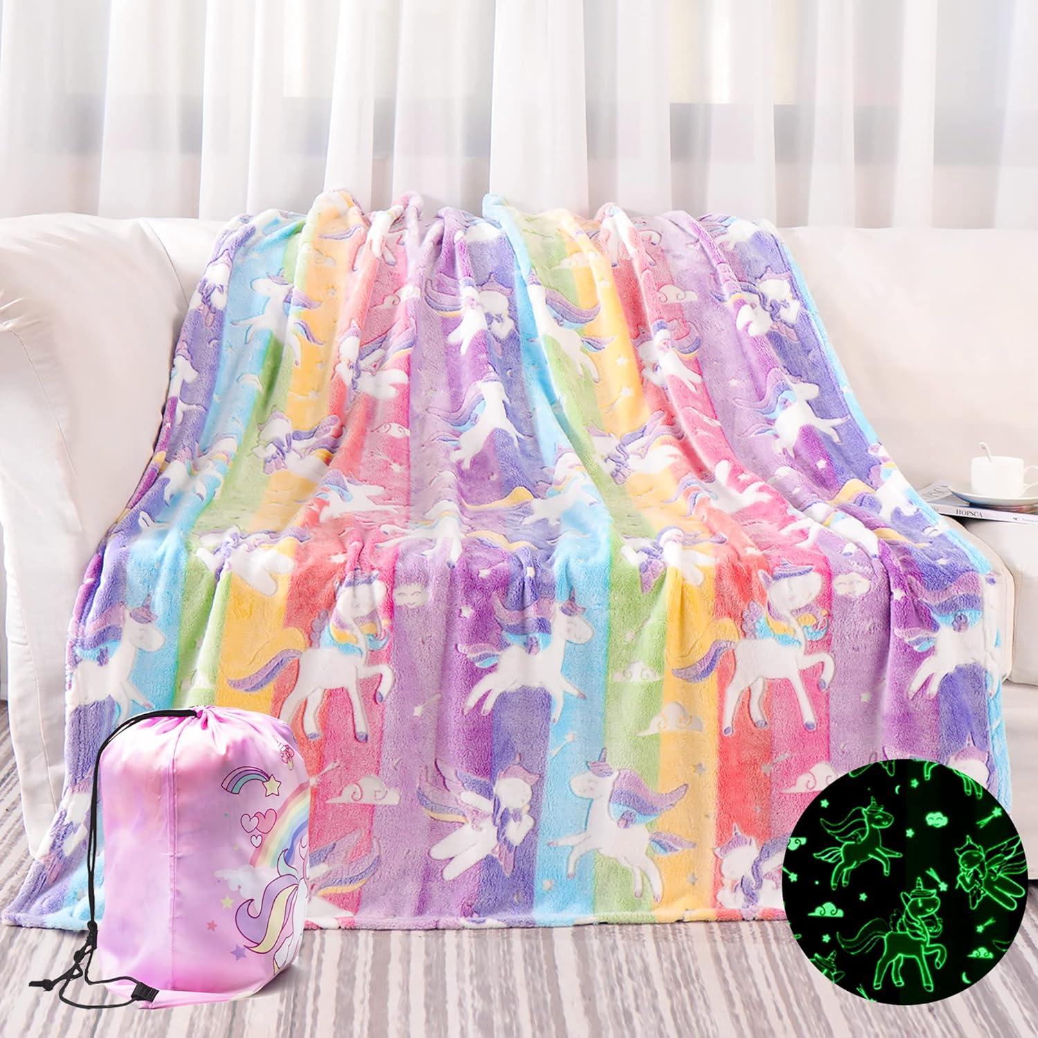 Glow In The Dark Unicorn Blanket Tested: Soft Gift For Girls 50"x60"... Perfect Birthday Win (Age 3-10)!