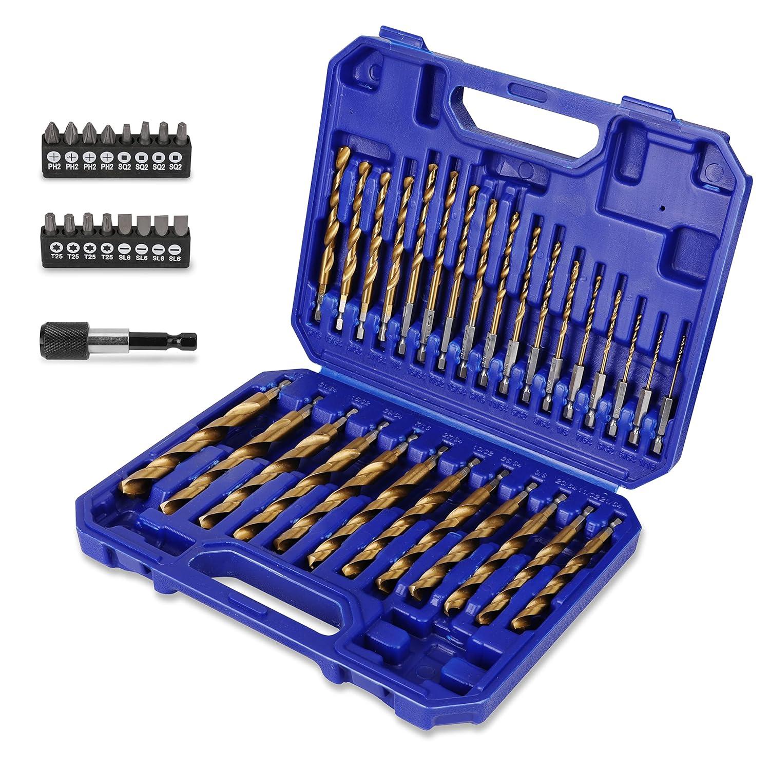 PLATINUMEDGE Titanium Set (46-Pieces) vs HSS Drill Bits: Quick-Change Adapter & Cr-V Bits Showdown