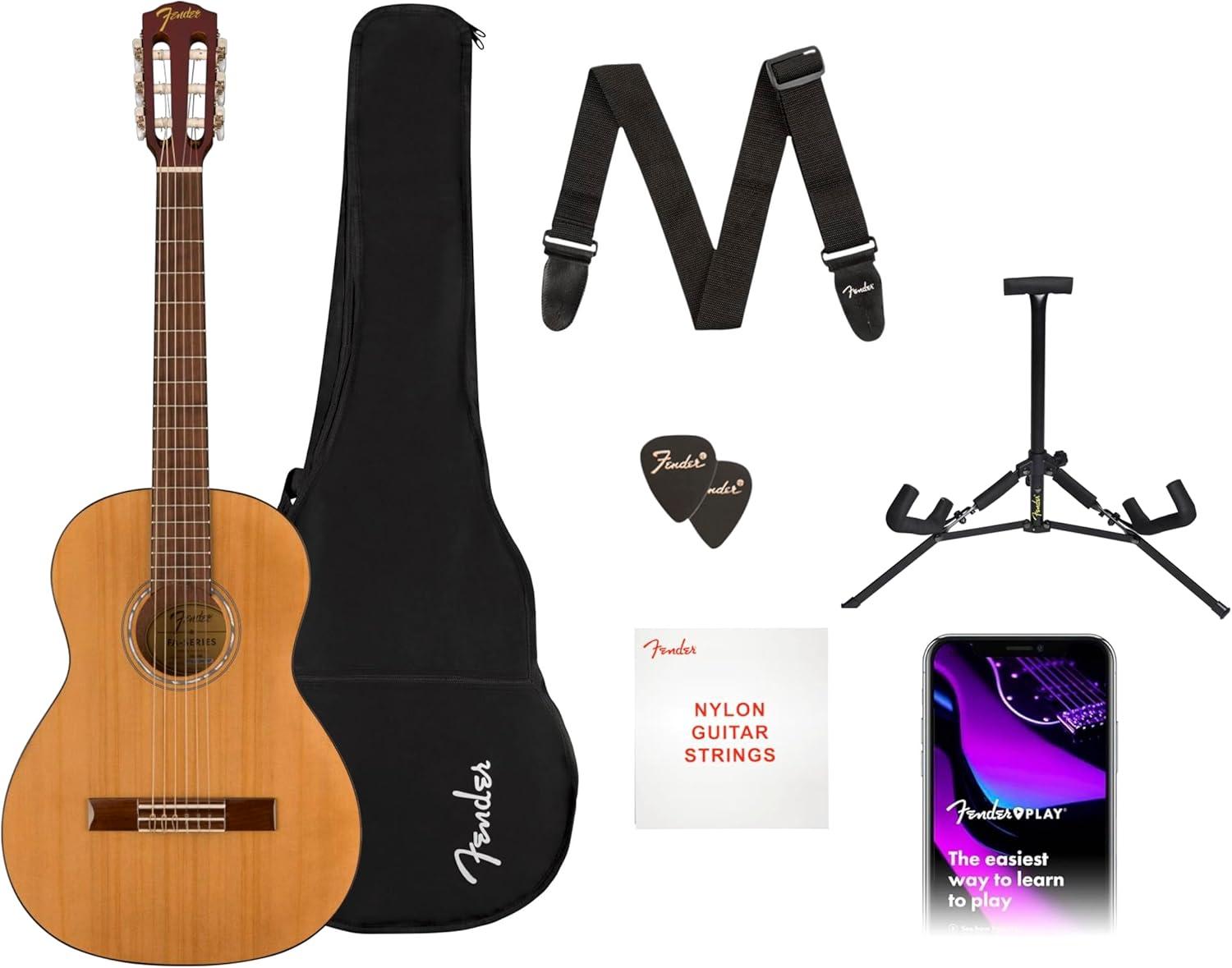 Fender Acoustic Guitar Kit Starter Pack Tested: Surprising Nylon Strings & 3/4 Size for Fingers-Friendly Beginners