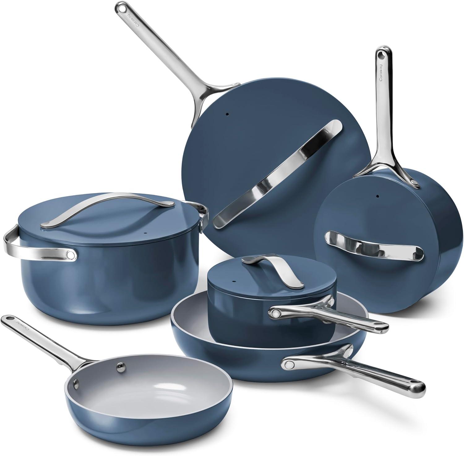 Caraway Deluxe Cookware Set: Surprising Safety & Stovetop Compatibility Tested - Navy