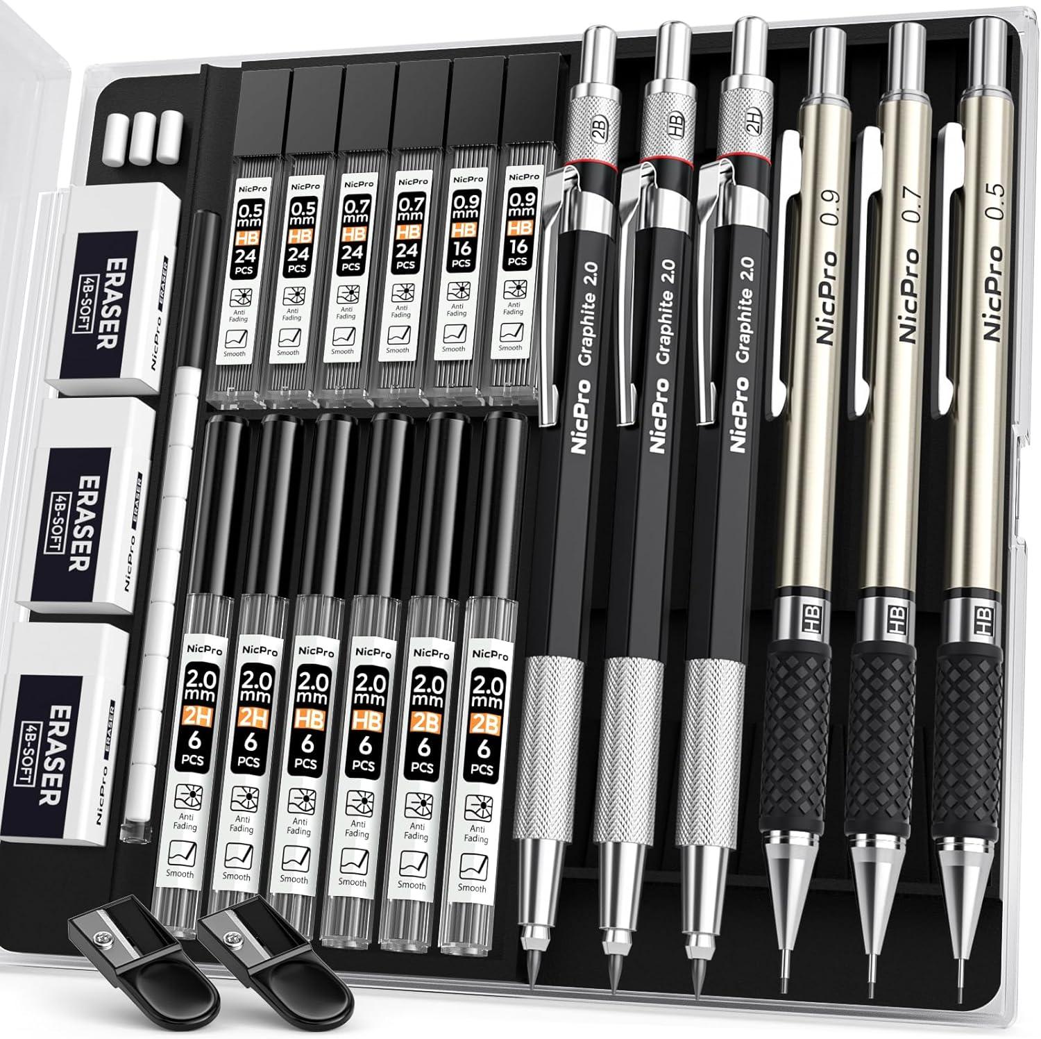 6PCS Mechanical Set vs 3PCS Drafting Pencils (0.5/0.7/0.9mm, 2mm Holder) - Surprising Precision Tested for Artists