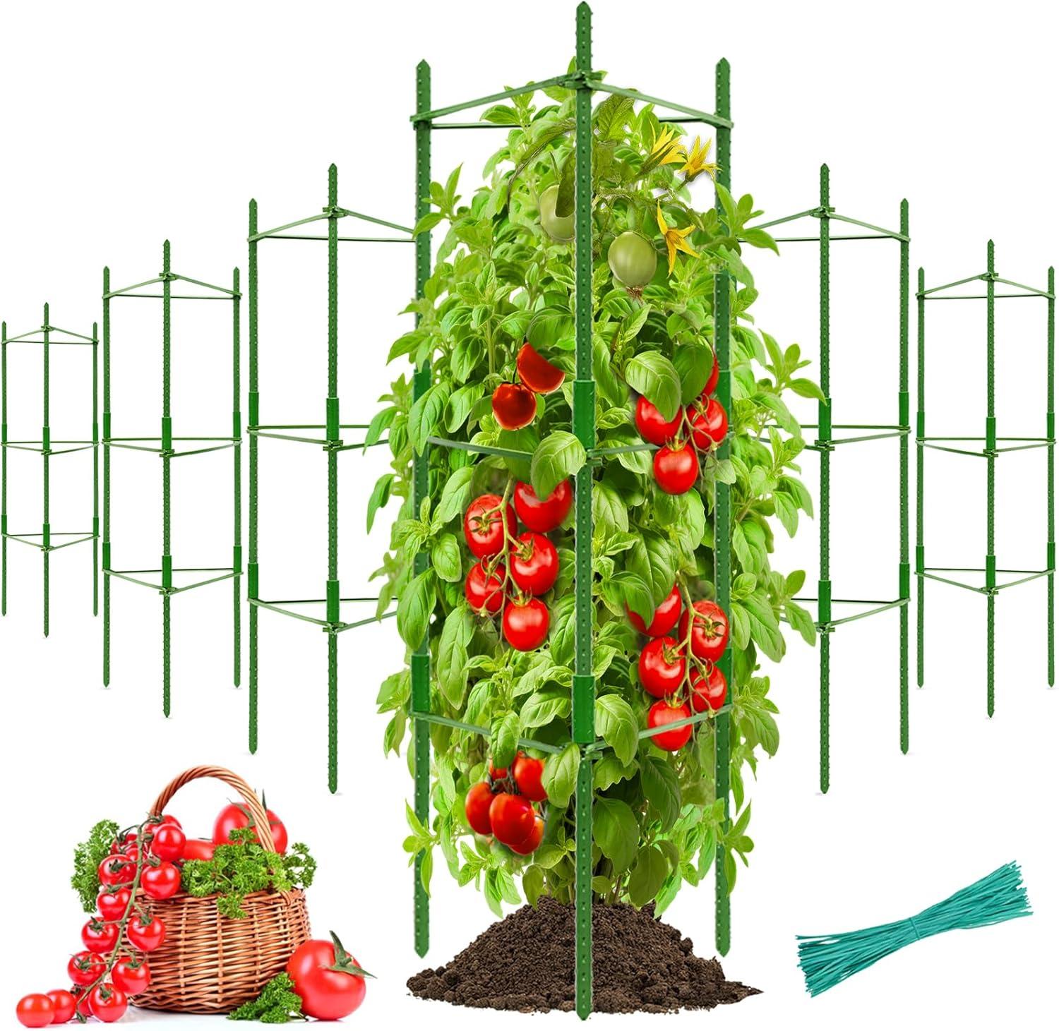 6-Pack, Adjustable, Staked & Green Tested: Tomato Support Showdown