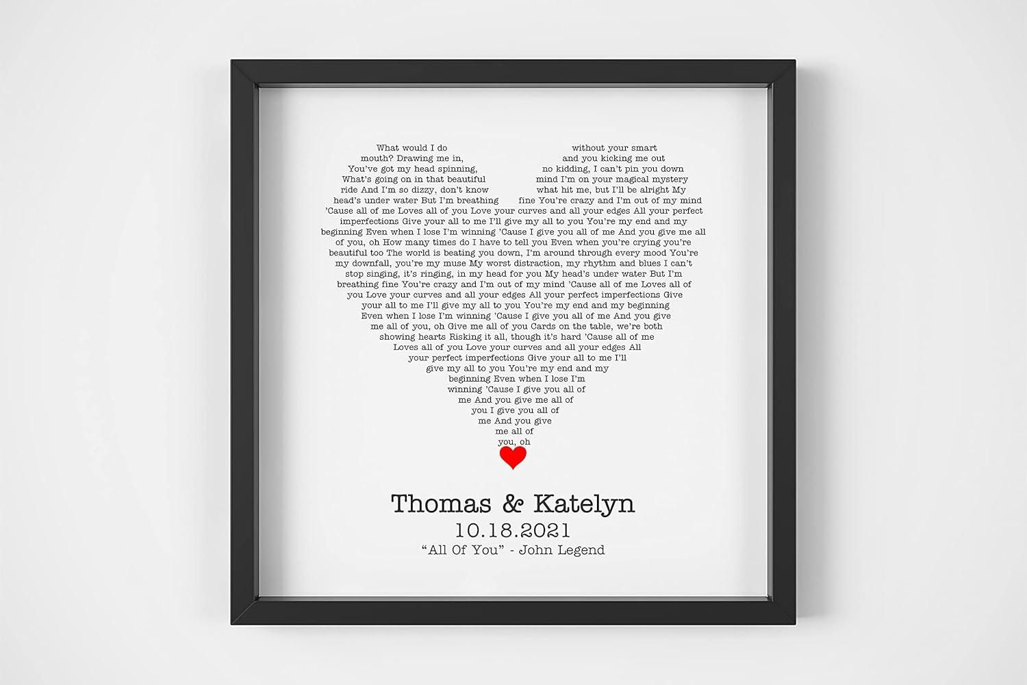Showdown: Framed Lyrics' Durability, Any Song Flexibility, & Valentine's Romantic Twist - 2024 Gift Insight