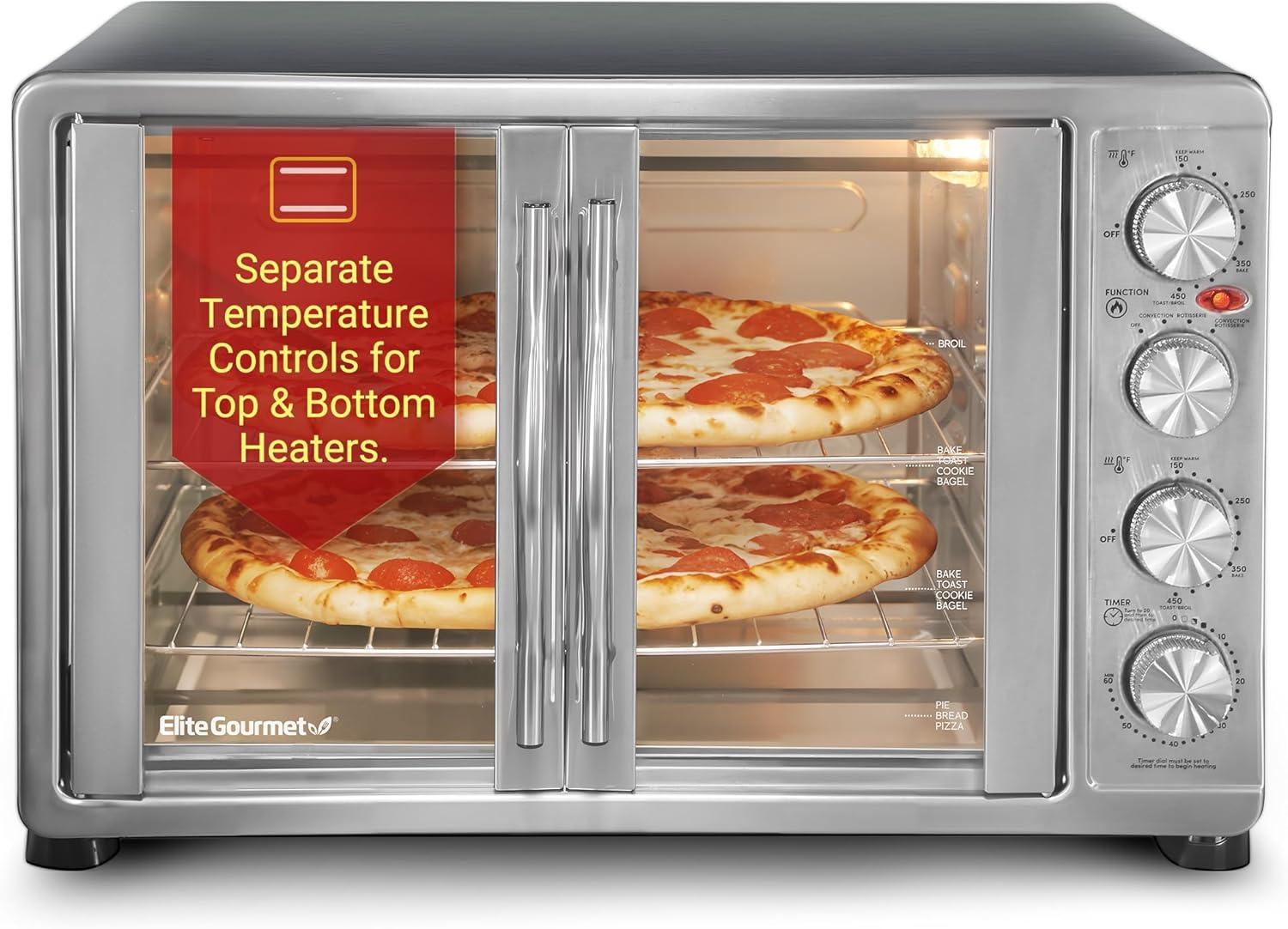 Elite Gourmet ETO-4510M Showdown: 47.5Qt, 18-Slice, & 2 Pizza Racks for Holiday Baking