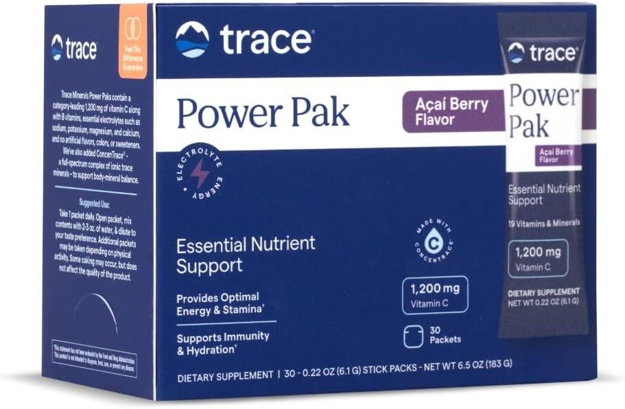 Trace Minerals Power Pak Tested for Purity, 1g Sugar