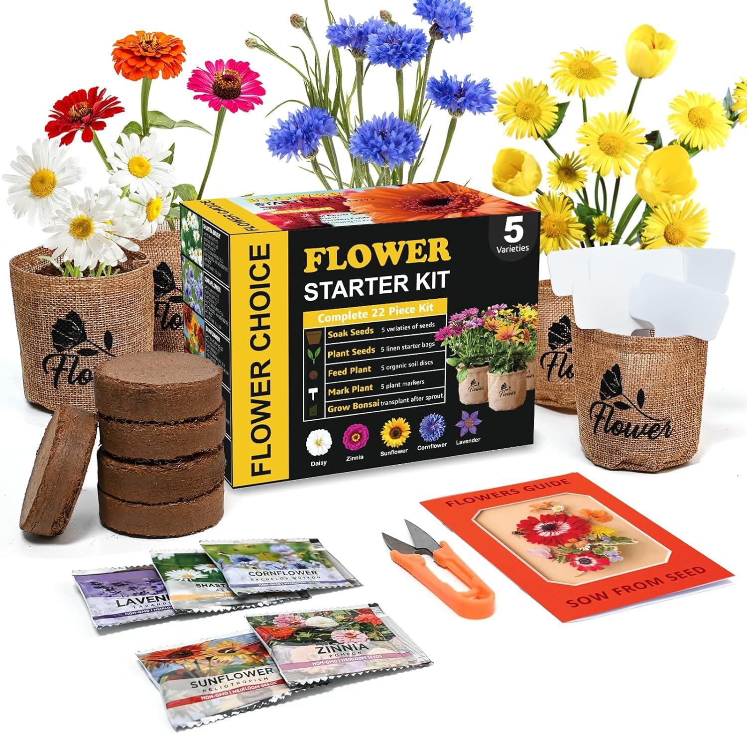 Indoor Daisy Garden Kit Showdown: Eco Jute, Personalized Markers, Breathable Soil, Precision Shears - Trendy Gift for Plant Lovers (Sustainable)