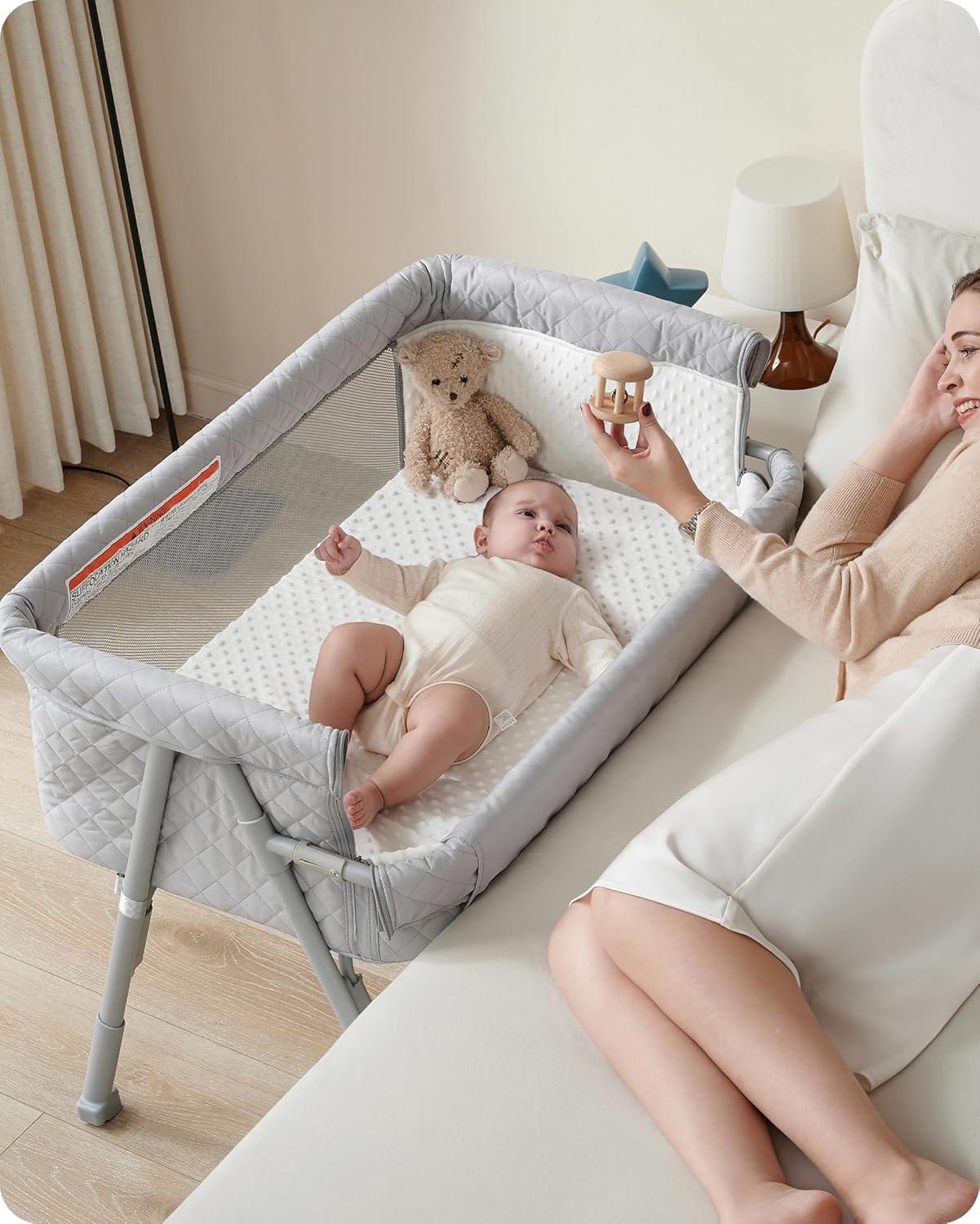 Bassinet vs Crib: 4 Auto-Lock, Breathable Mesh, & Adjustable Height Tested for Safe Sleep