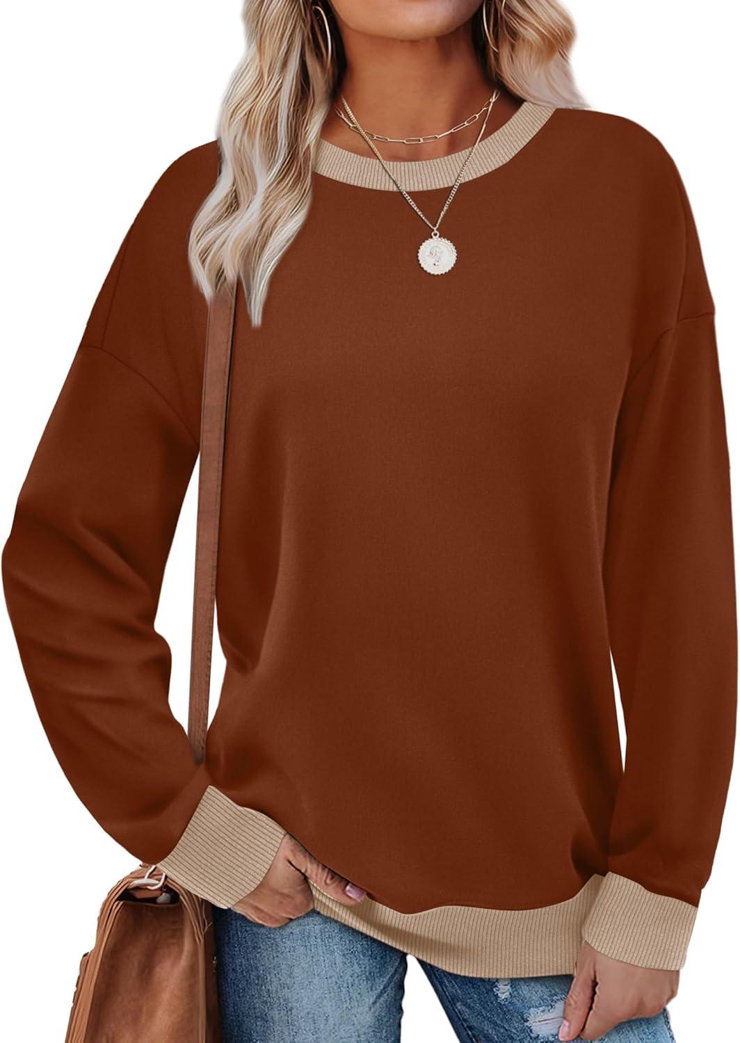 Saloogoe Sweatshirts for Women: Color Block Tested, Ribbed Trim Surprising