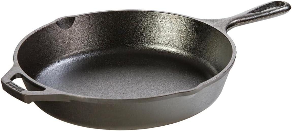 Lodge Cast Iron Skillet Showdown: Teardrop Handle Tested, Multi-Use Versatility - Non-Toxic, Even-Heating, Durable (Black)